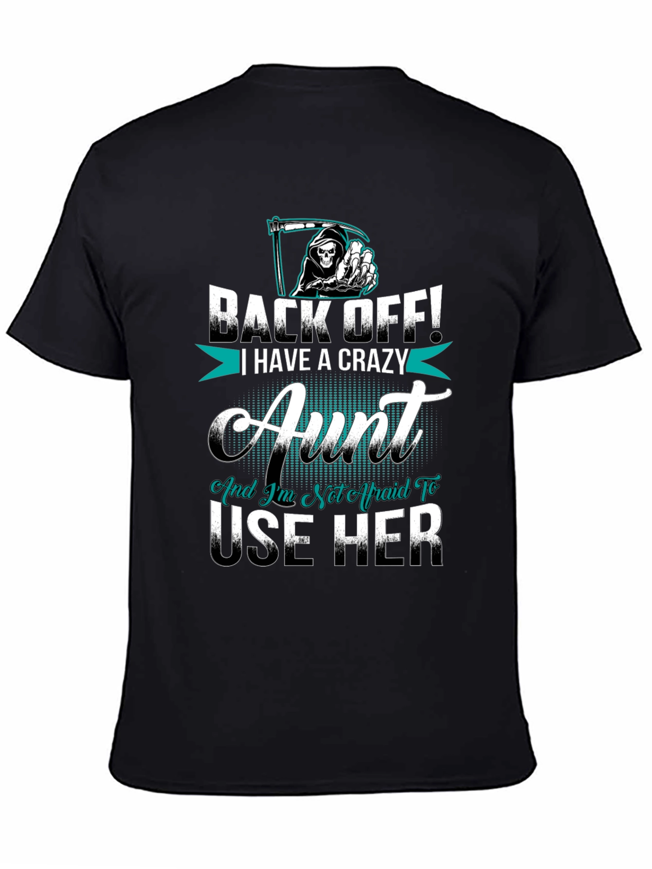Black Crazy Aunt T-Shirt Novelty Graphic Tee view 4