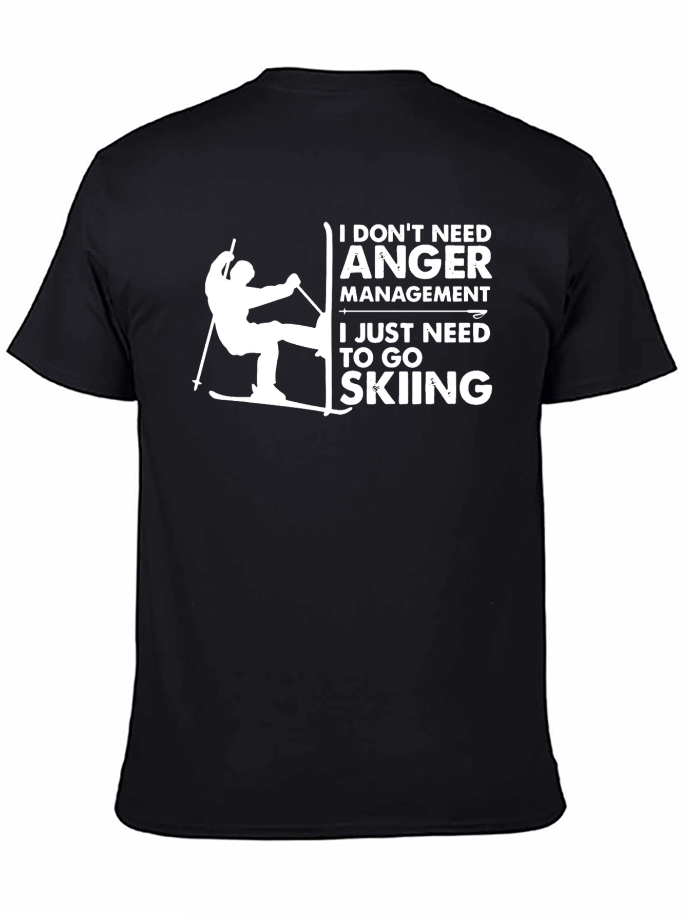 Black Funny Skiing T-Shirt - Anger Management Tee view 4