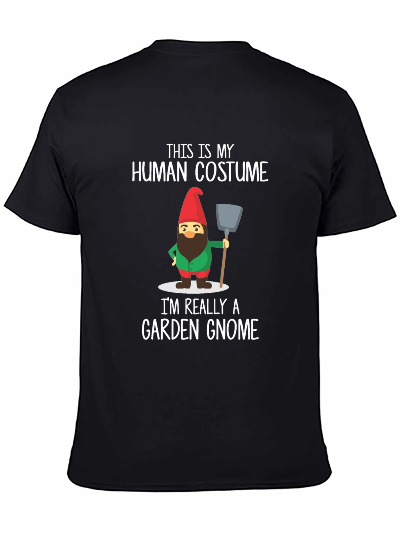 Black Funny Garden Gnome Human Costume T-Shirt view 4