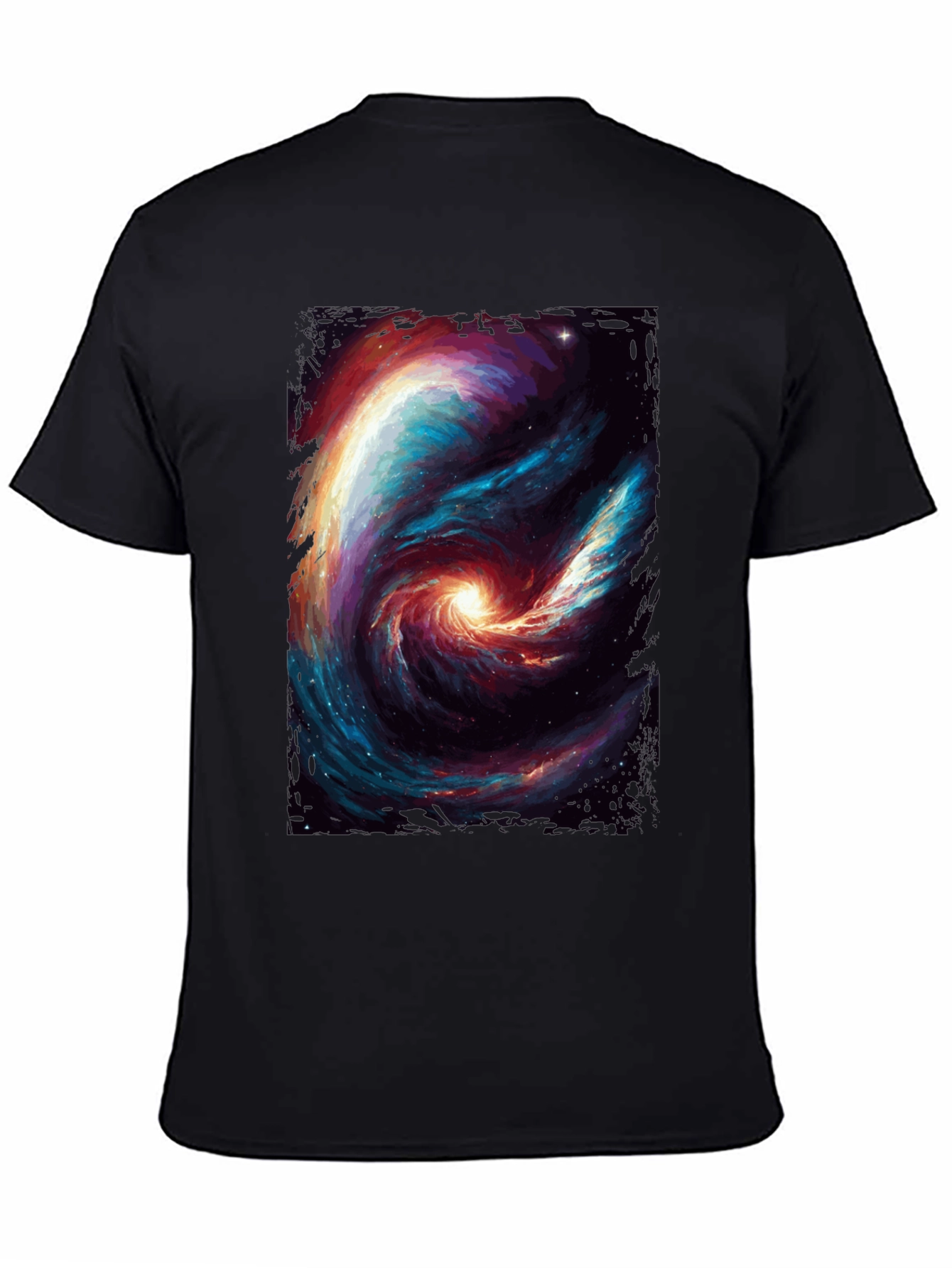 Black Cosmic Galaxy Swirl Graphic T-Shirt - Black view 4