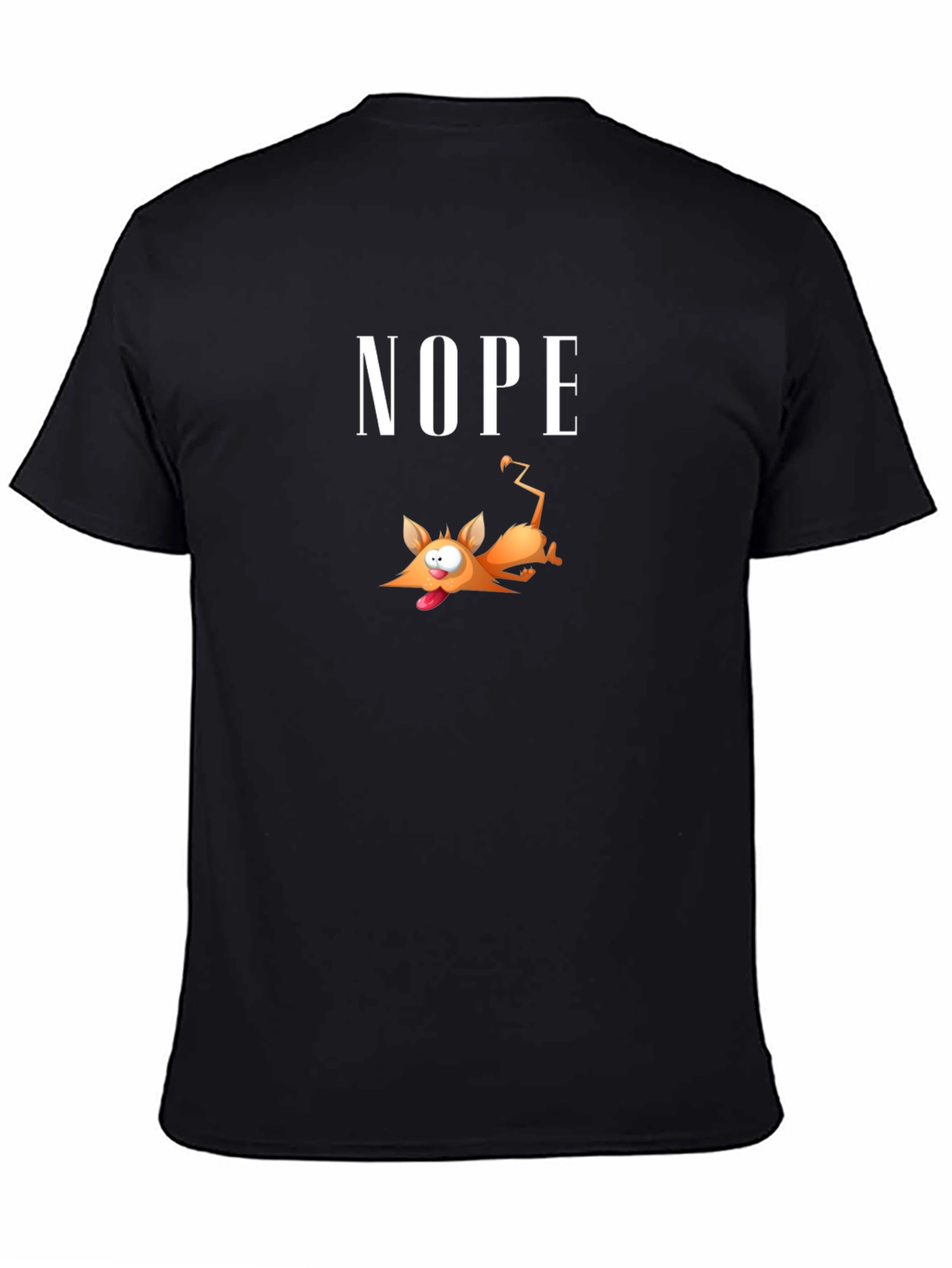 Black Nope Cartoon Fox Black T-Shirt view 4