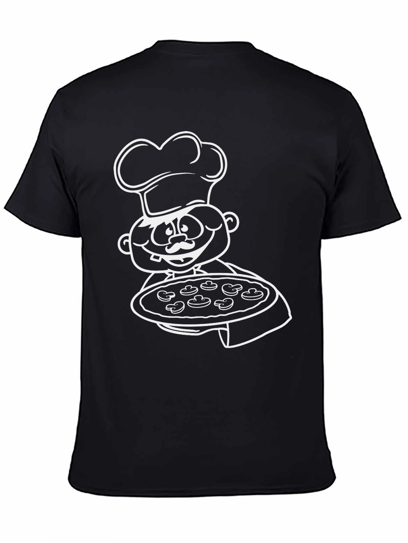 Black Pizza Chef Graphic Tee - Black Cotton T-Shirt view 4