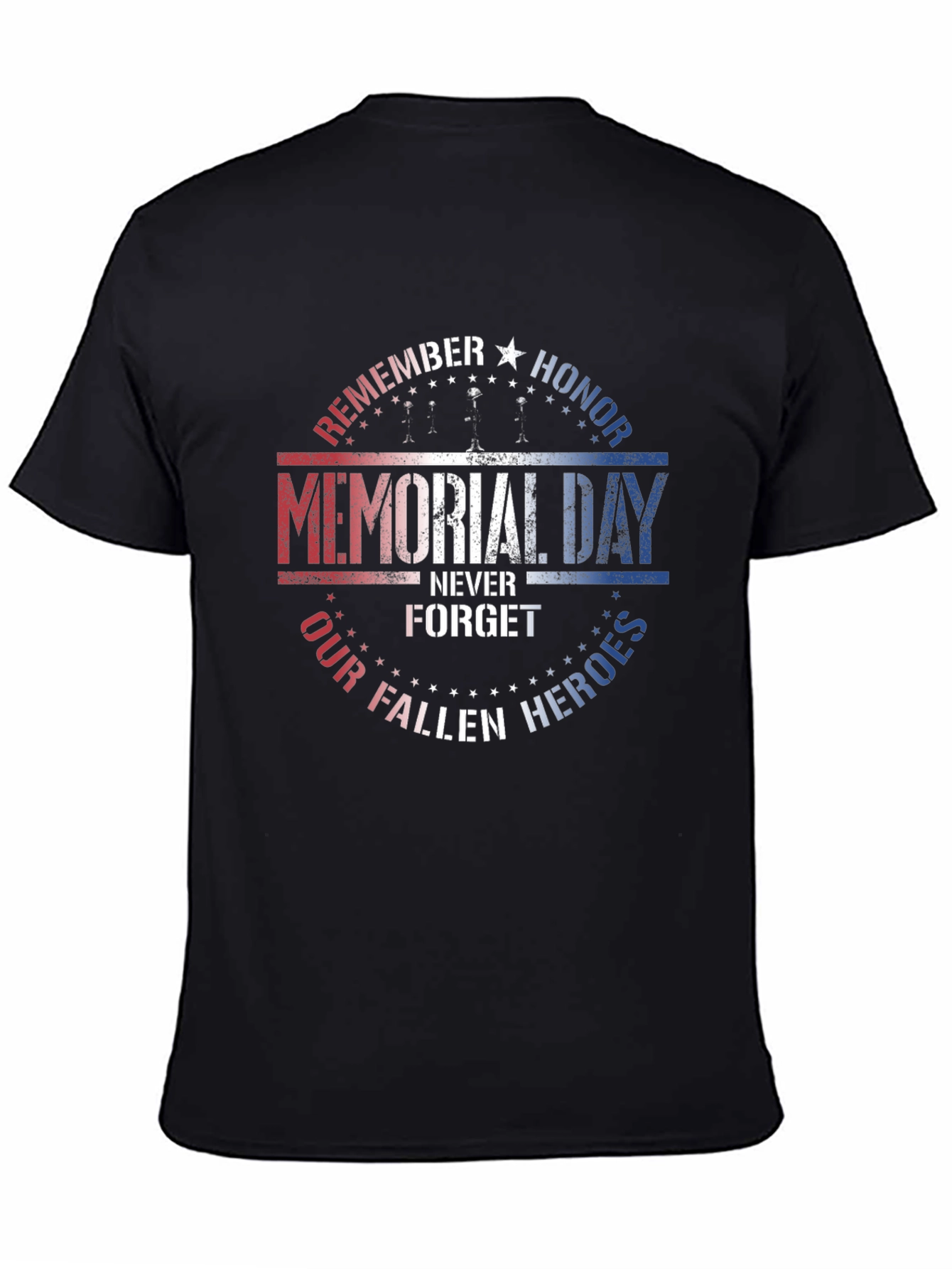 Black Memorial Day Honor Fallen Heroes T-Shirt view 4