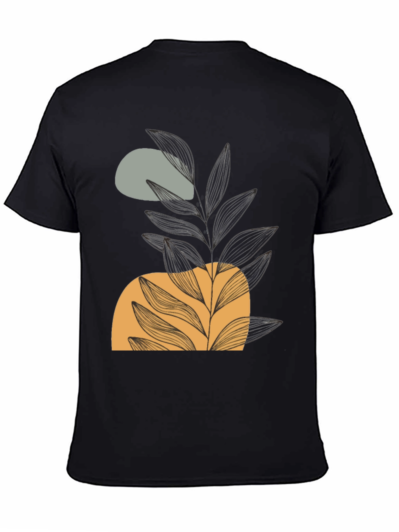 Black Abstract Plant Graphic Tee - Modern Casual Style view 4