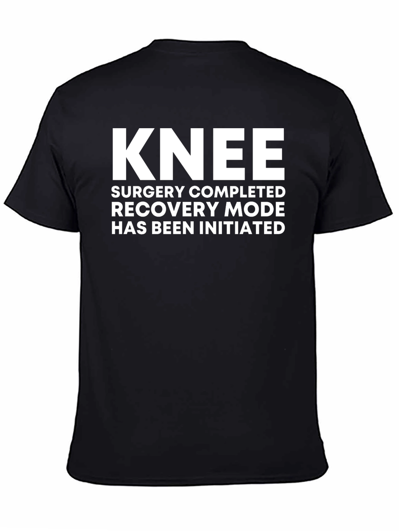 Black Knee Surgery Recovery T-Shirt - Black view 4