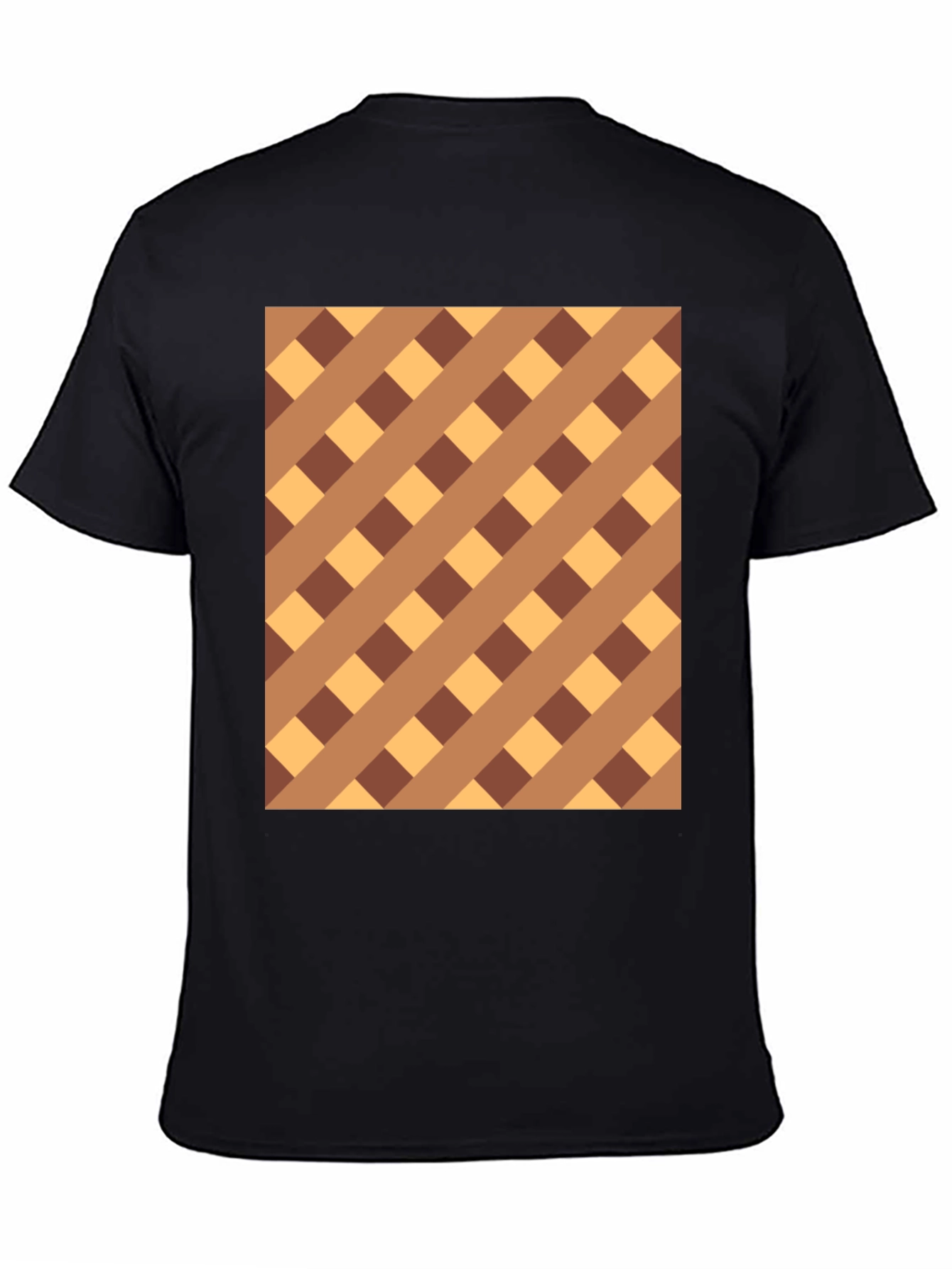 Black Brown Checkered Pattern Black Tee view 4