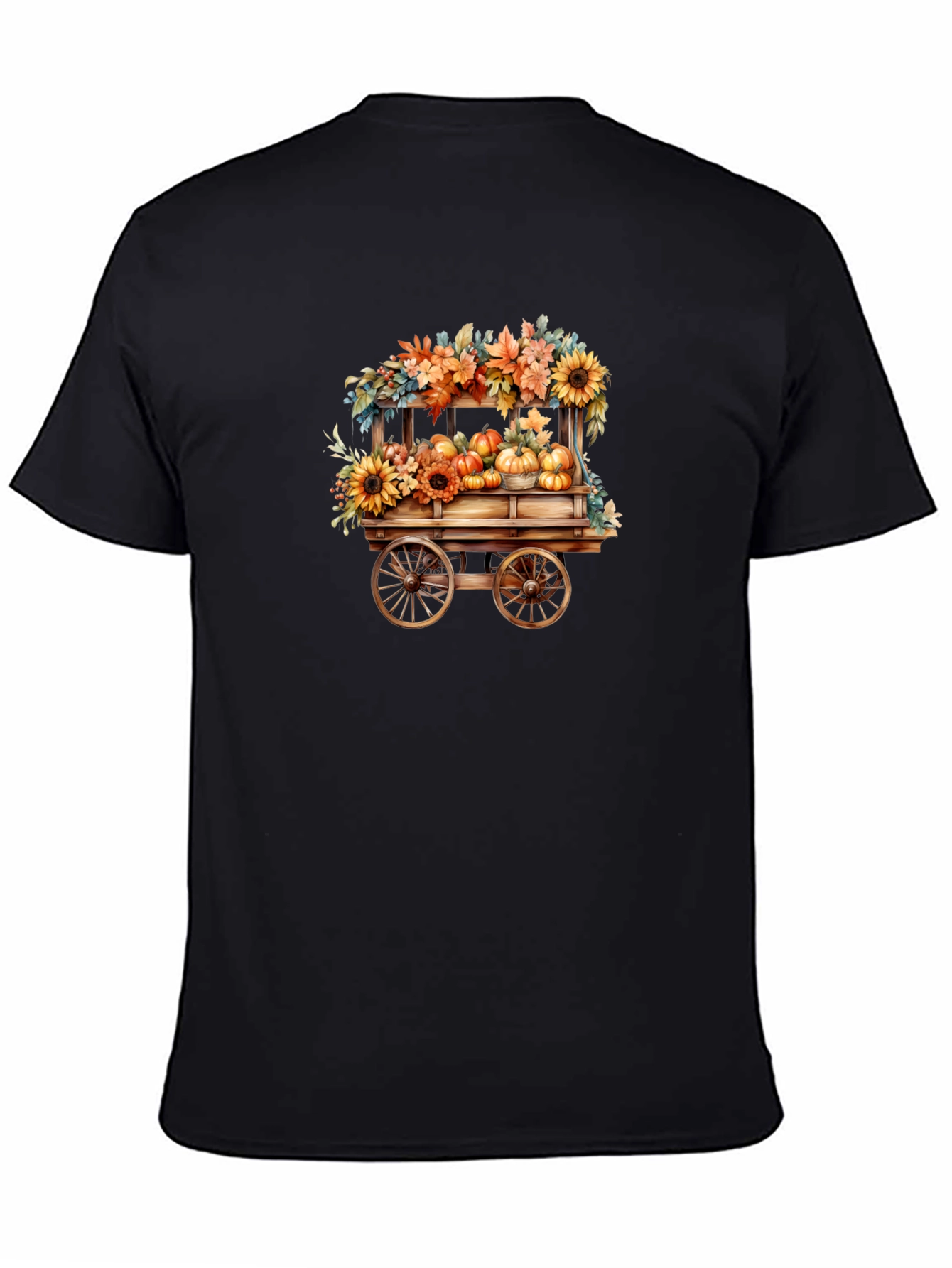 Black Fall Harvest Wagon T-Shirt - Black view 4