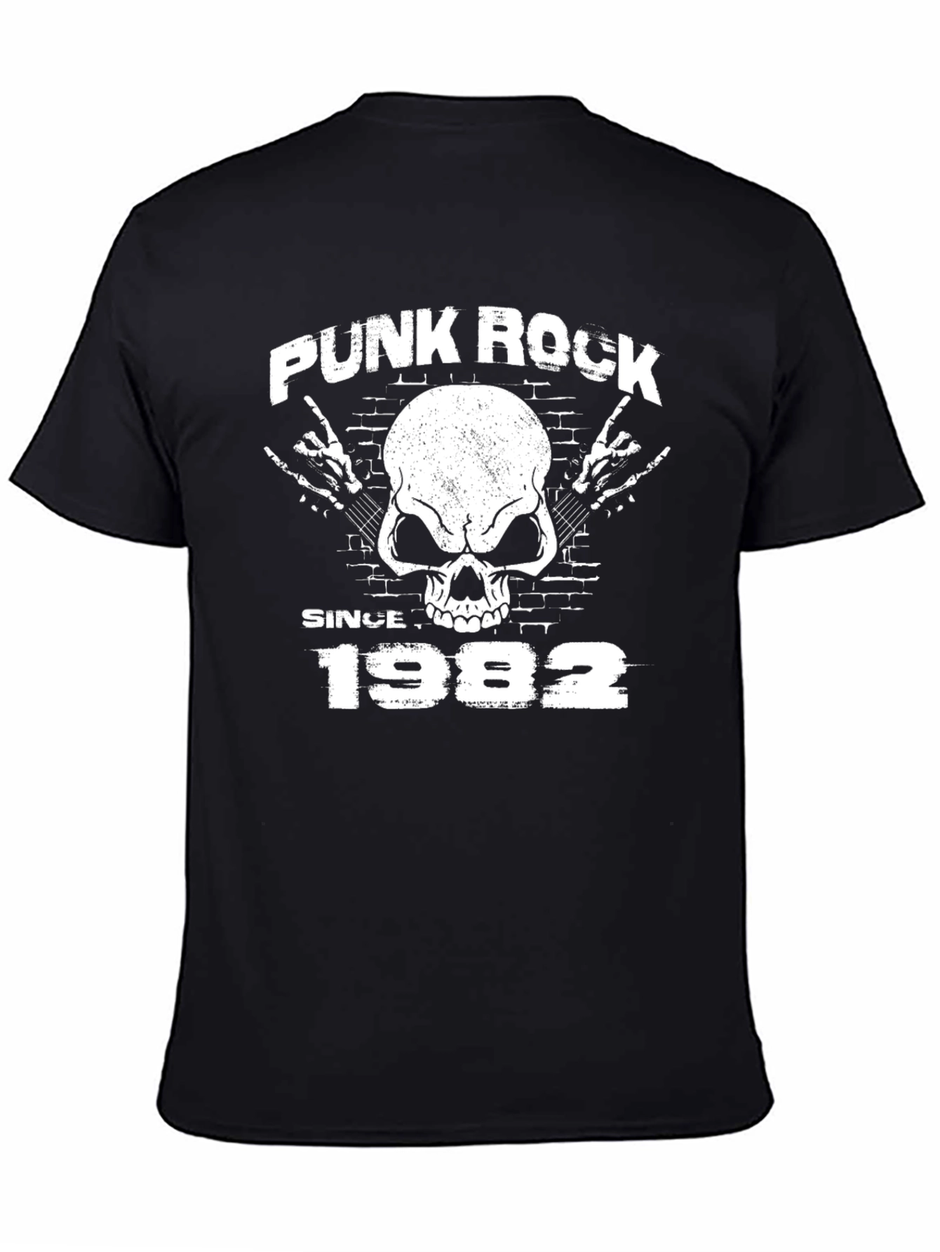 Black Punk Rock Since 1982 Black T-Shirt view 4
