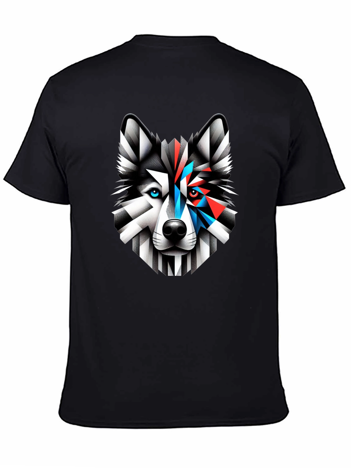 Black Geometric Wolf Graphic Print Tee view 4