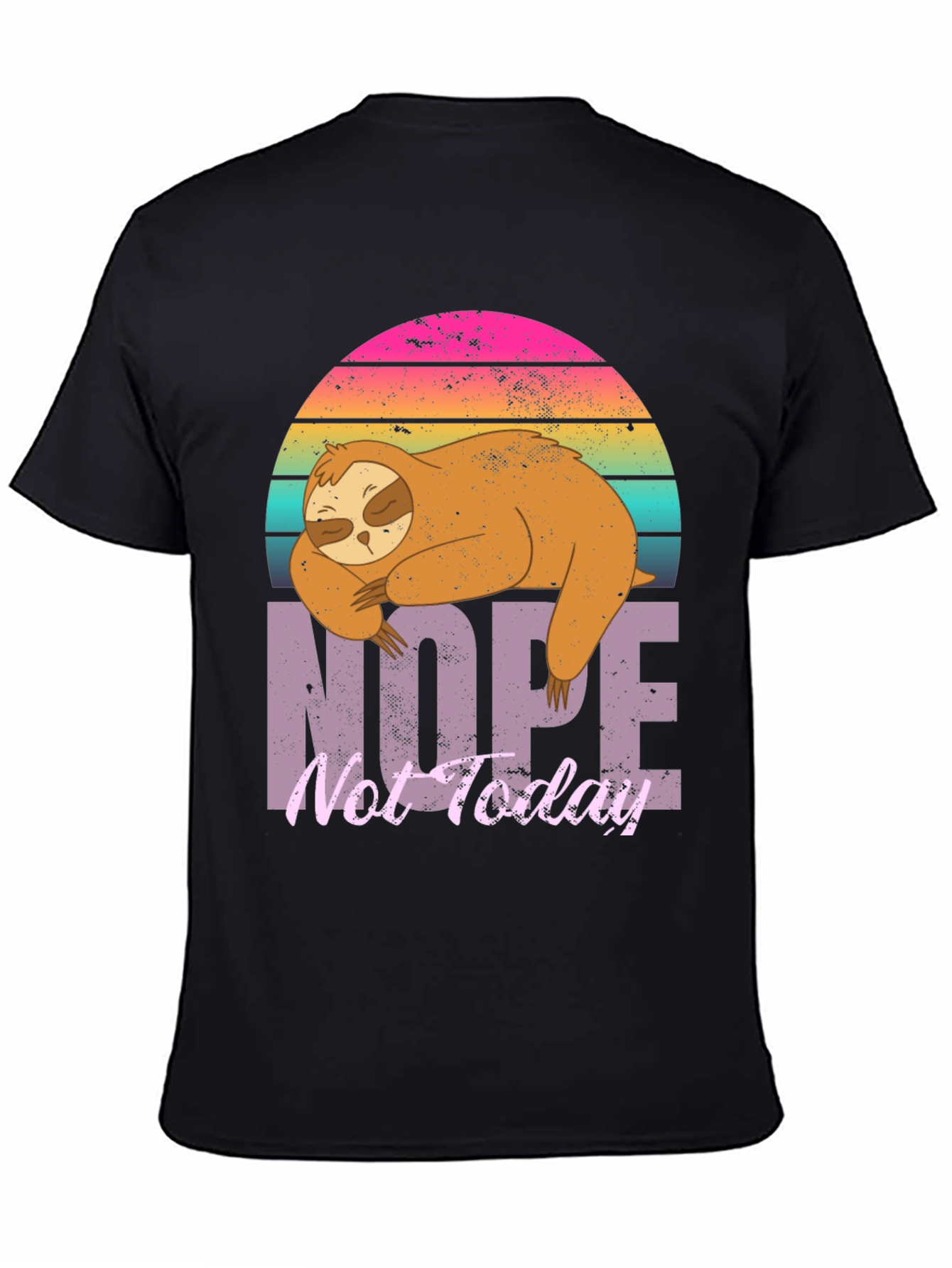 Black Nope Not Today Sloth Graphic T-Shirt view 4