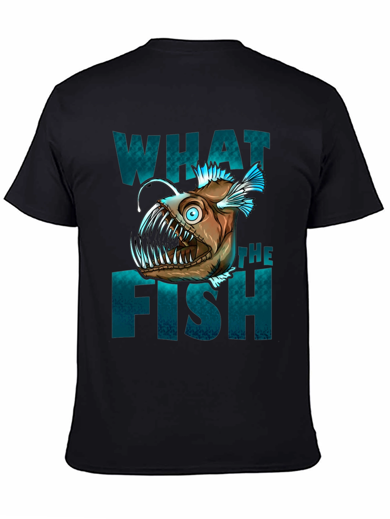 Black What The Fish T-Shirt - Anglerfish Graphic Tee view 4