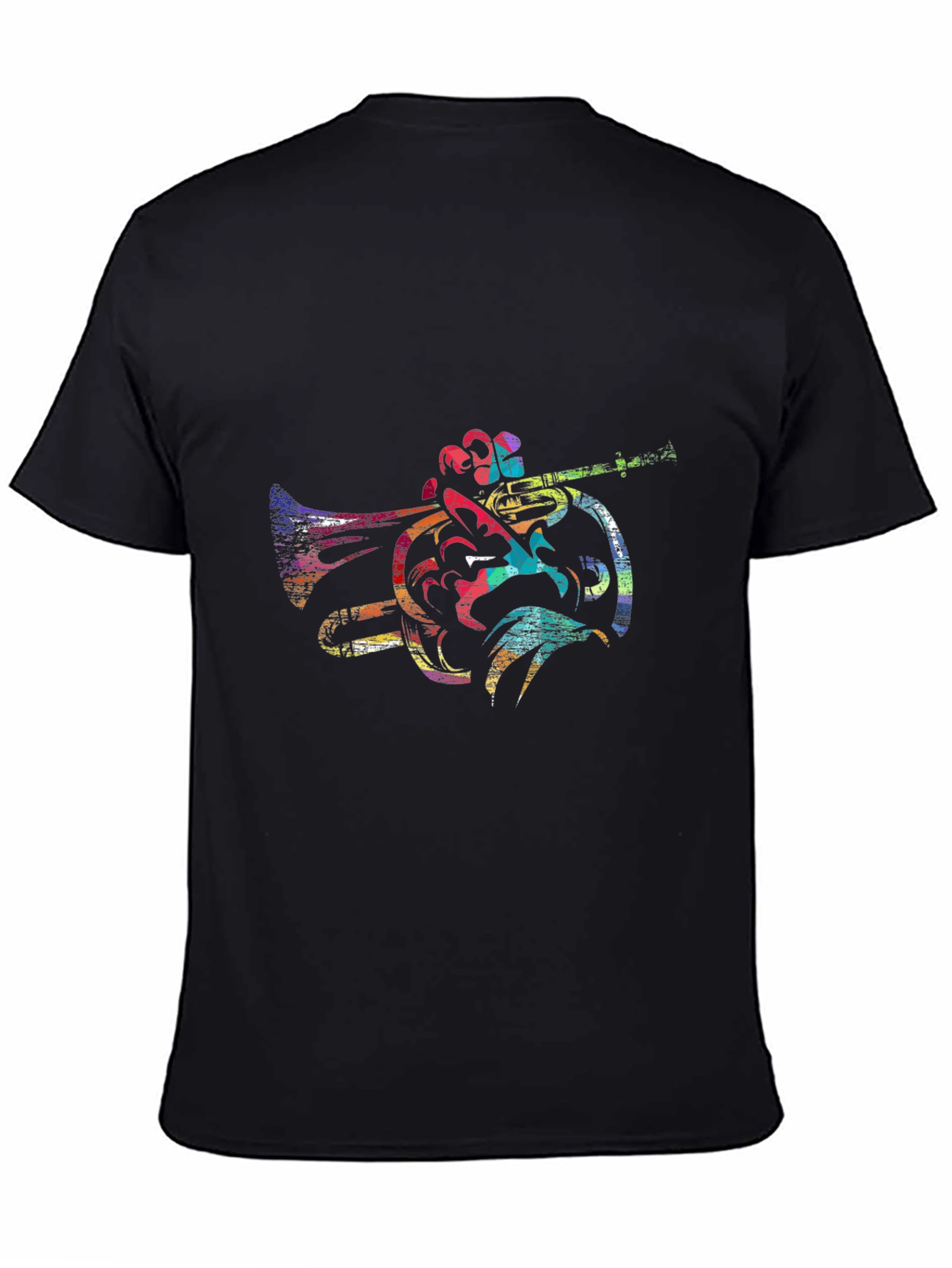 Black Colorful Horn Graphic Black T-Shirt view 4