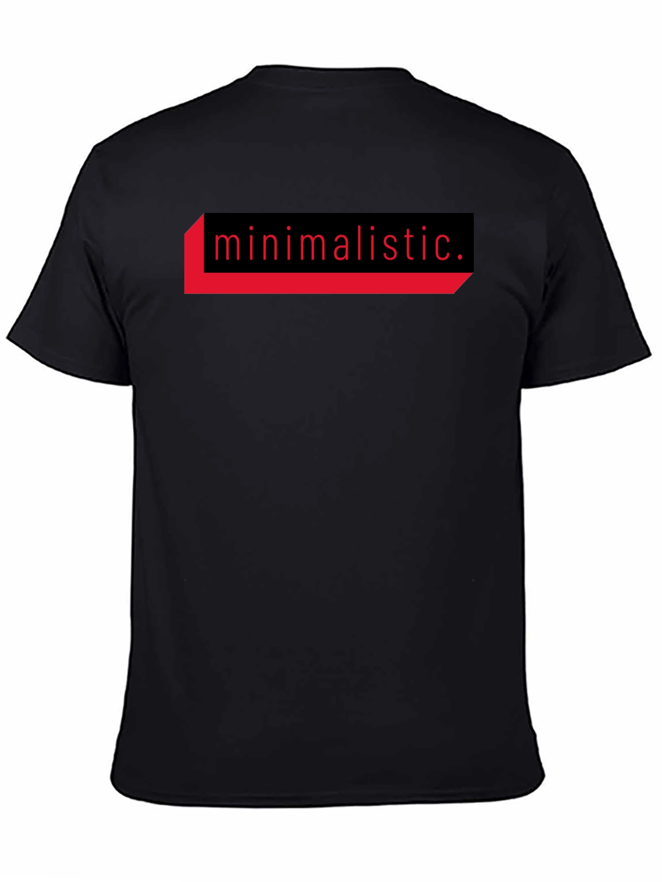 Black Minimalistic Graphic Tee - Black Cotton T-Shirt view 4