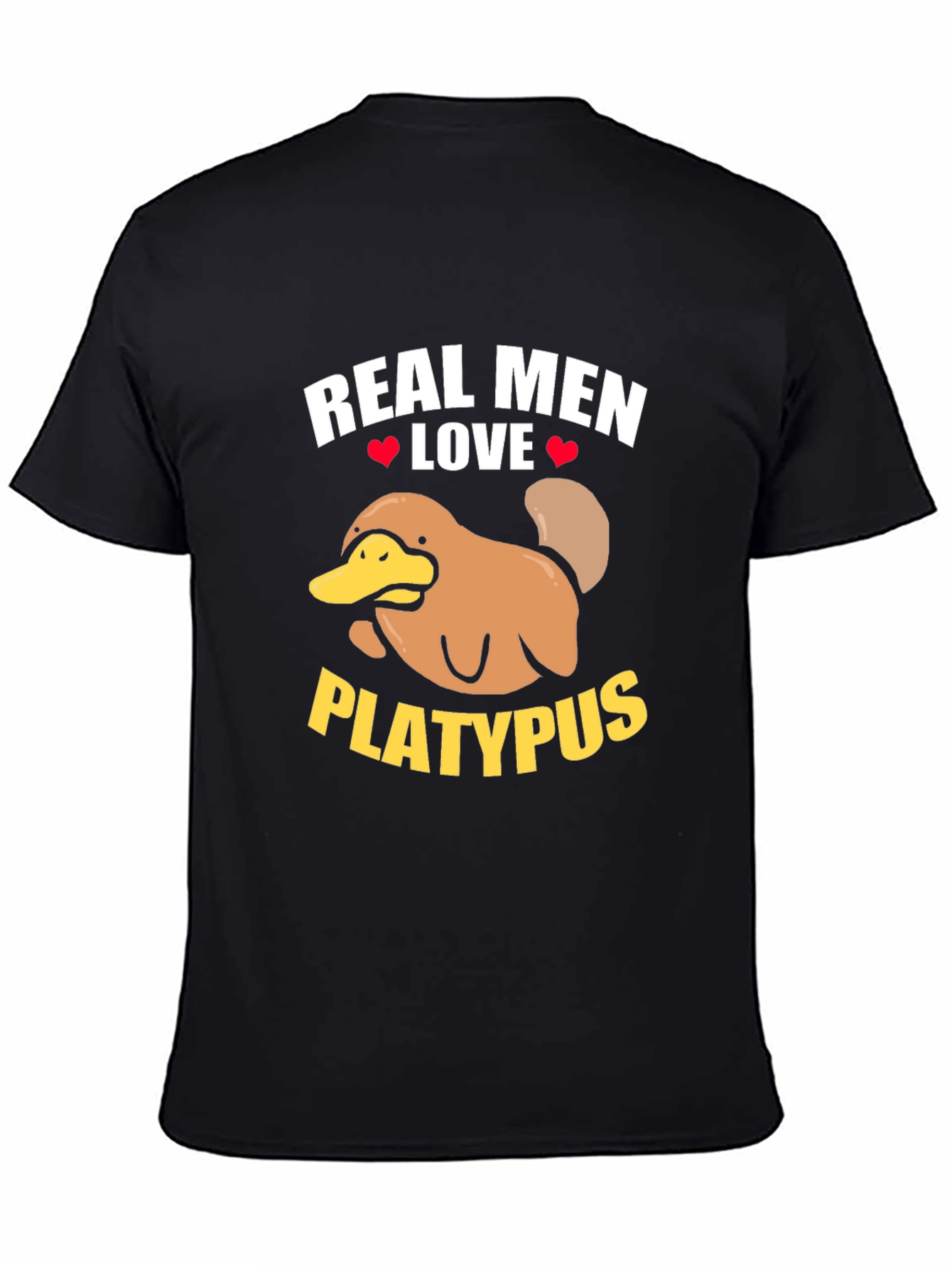 Black Real Men Love Platypus T-Shirt - Novelty Graphic Tee view 4