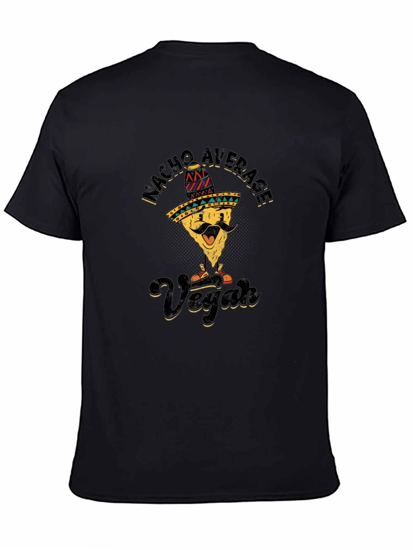 Black Nacho Average Vegan T-Shirt - Funny Graphic Tee view 4