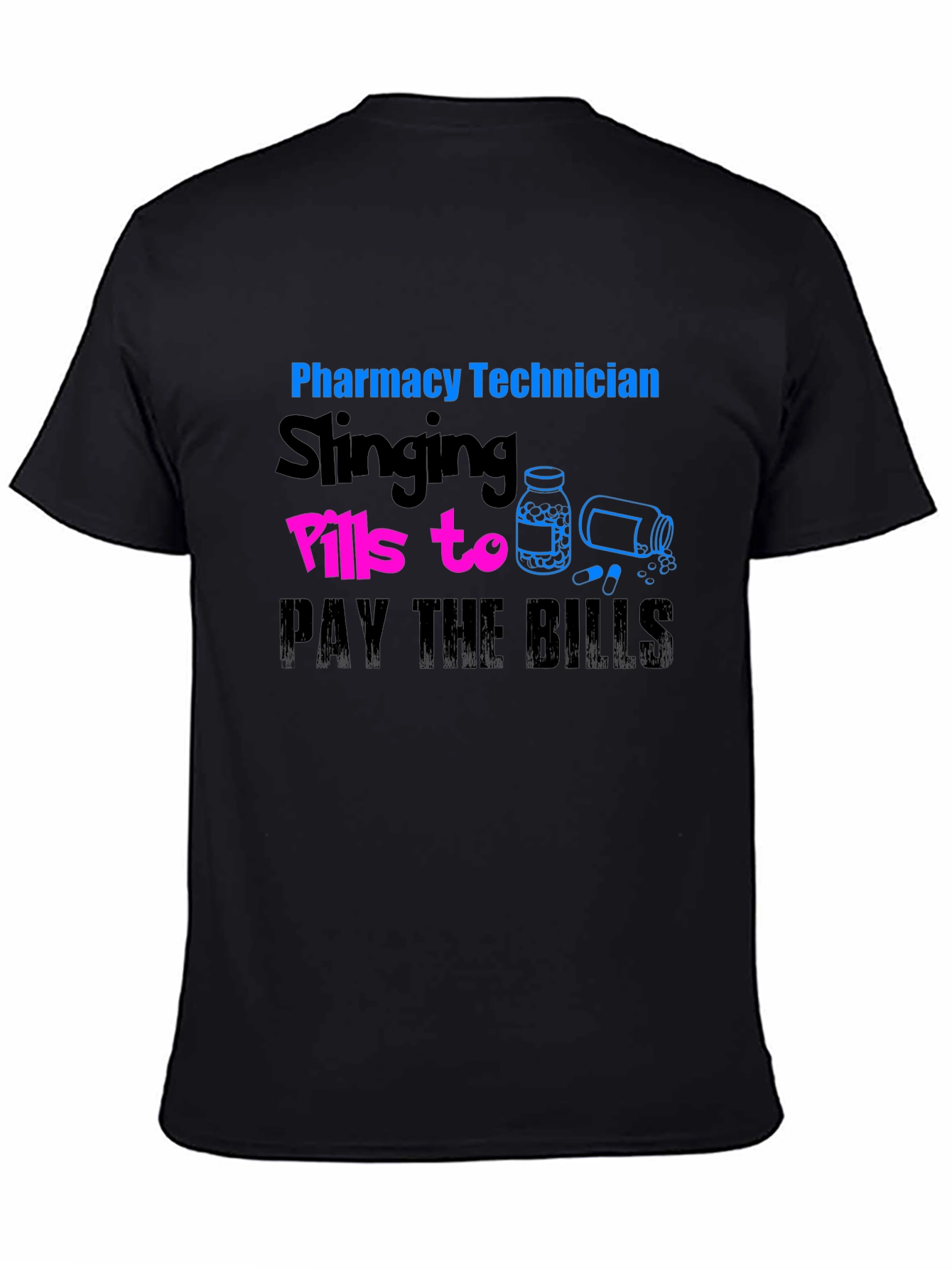 Black Pharmacy Technician Slings Pills T-Shirt view 4