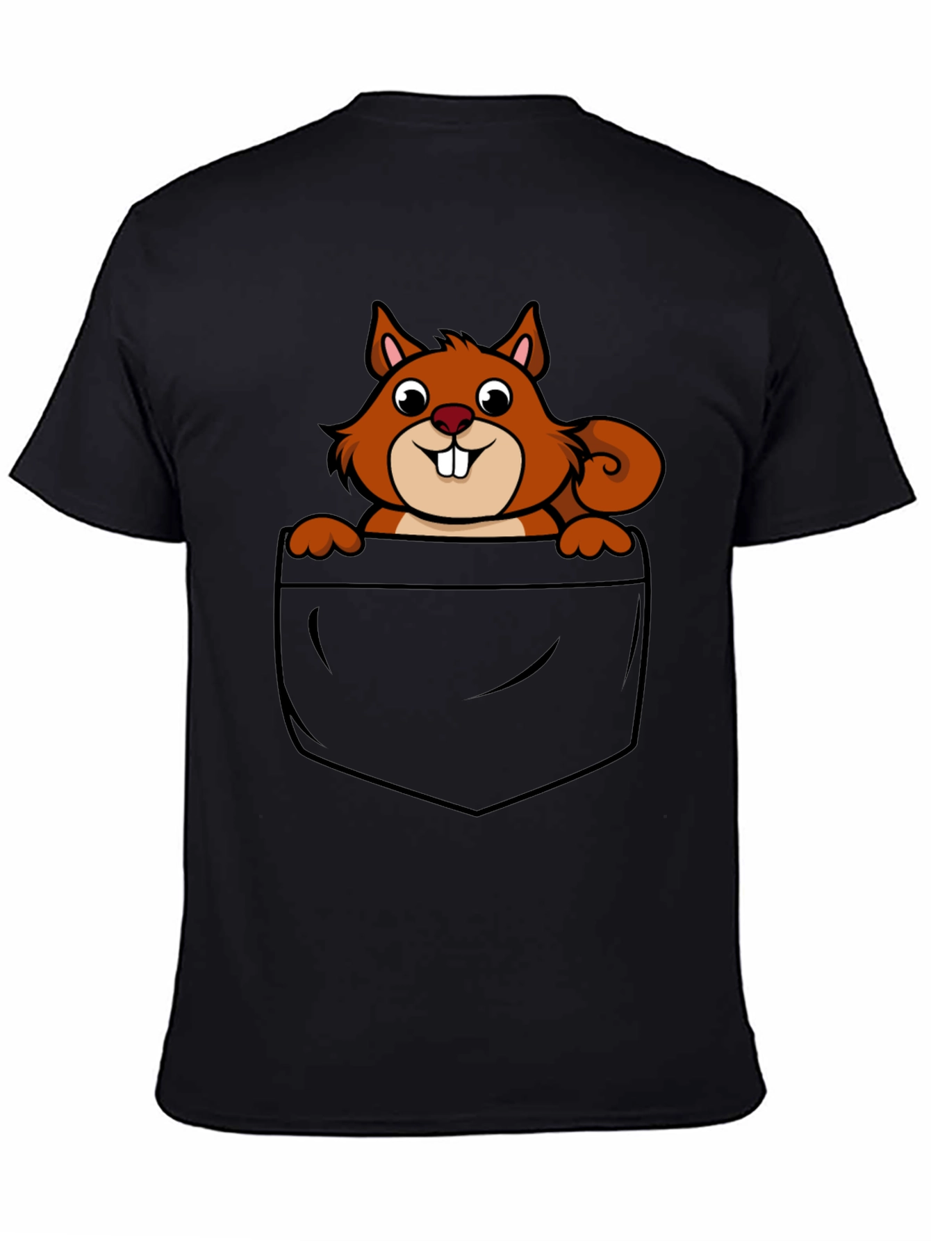 Black Squirrel in Pocket Graphic T-Shirt - Black view 4