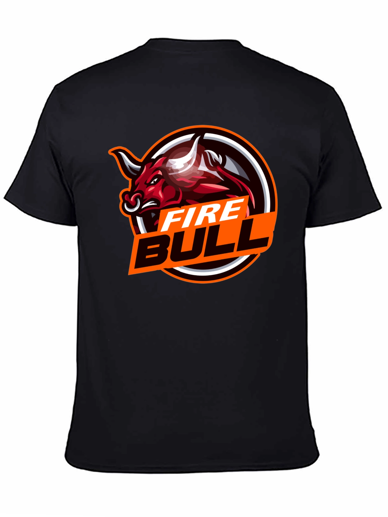 Black Fire Bull Graphic Tee - Black Cotton T-Shirt view 4