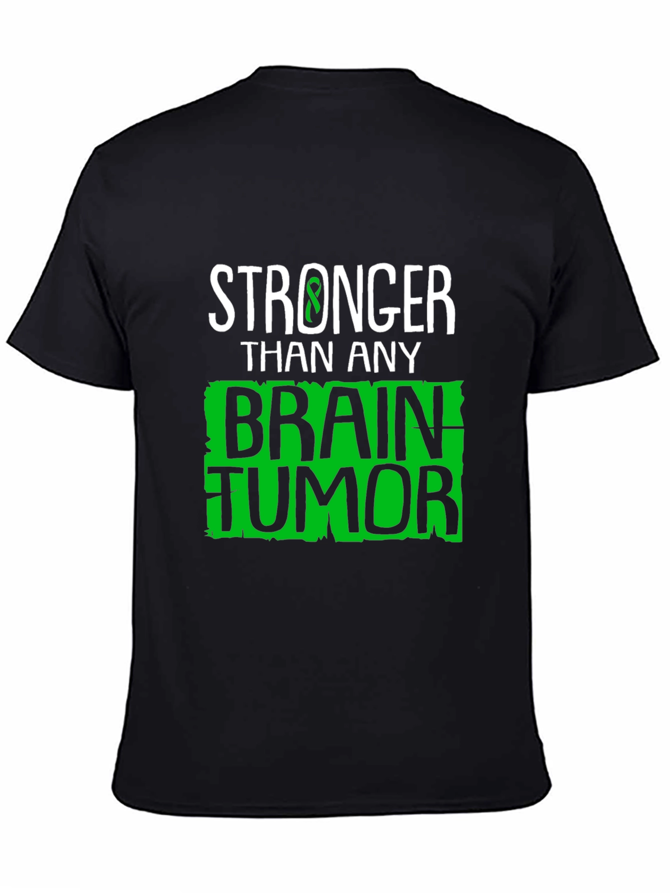 Black Stronger Than Any Brain Tumor Awareness T-Shirt view 4