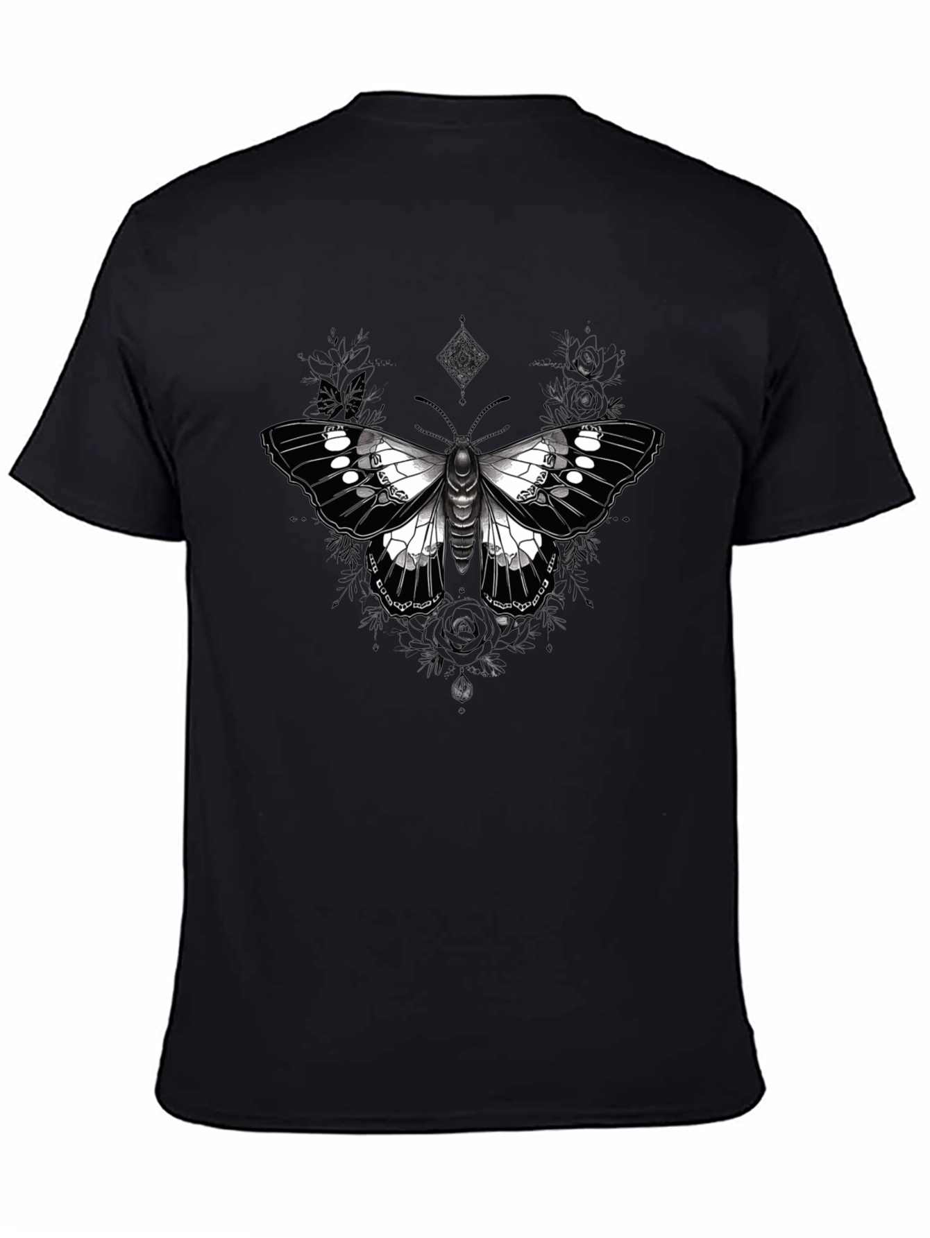 Black Butterfly Graphic Print Black T-Shirt view 4