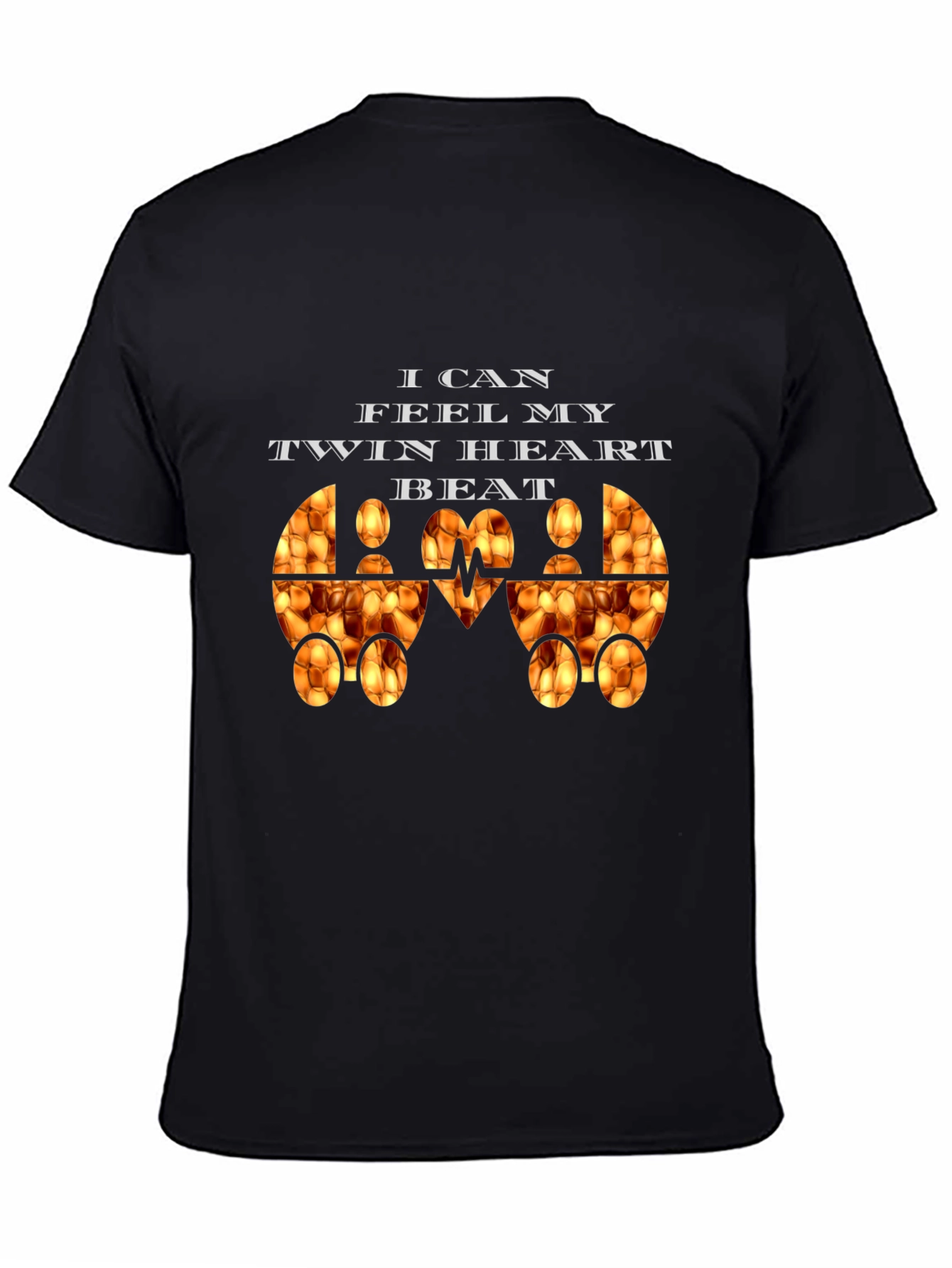 Black I Can Feel My Twin Heartbeat Black T-Shirt view 4