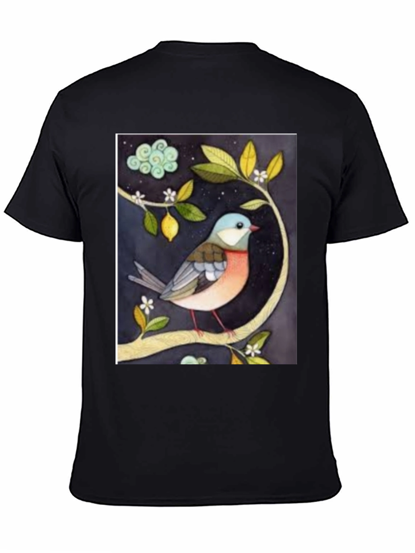 Black Bird on Branch Graphic T-Shirt view 4