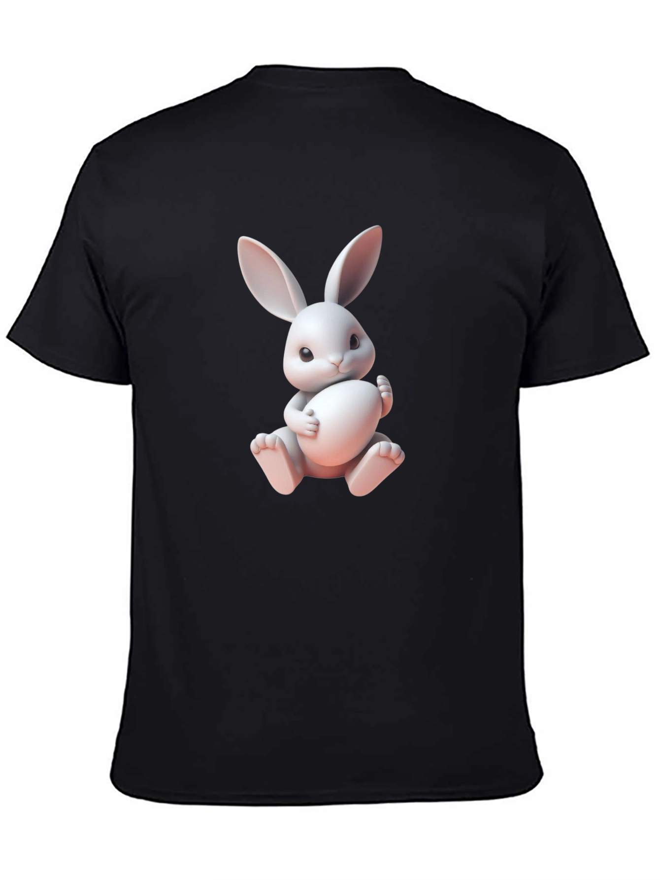 Black Cute Bunny Graphic Tee - Soft Cotton Blend view 4