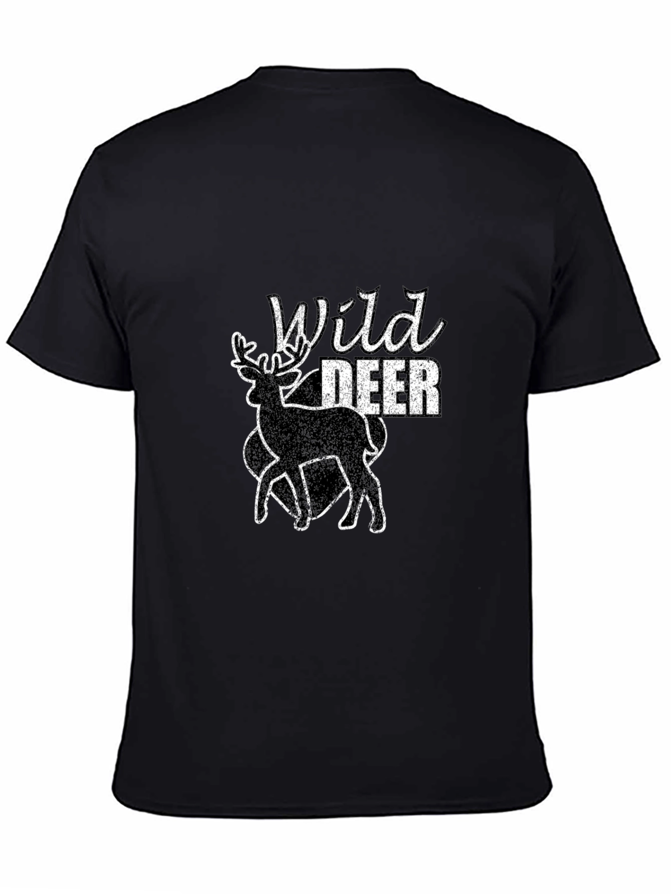 Black Wild Deer Graphic Black T-Shirt view 4
