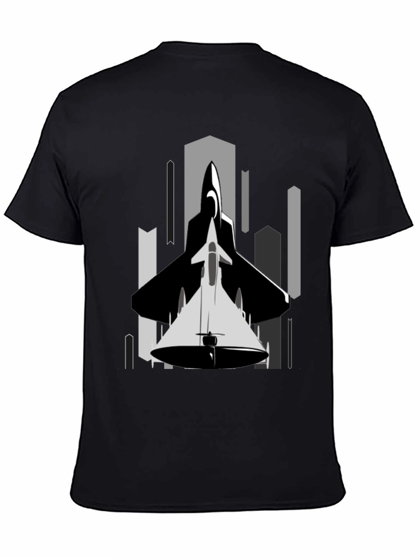 Black Stealth Jet Graphic Tee - Urban Style Black T-Shirt view 4