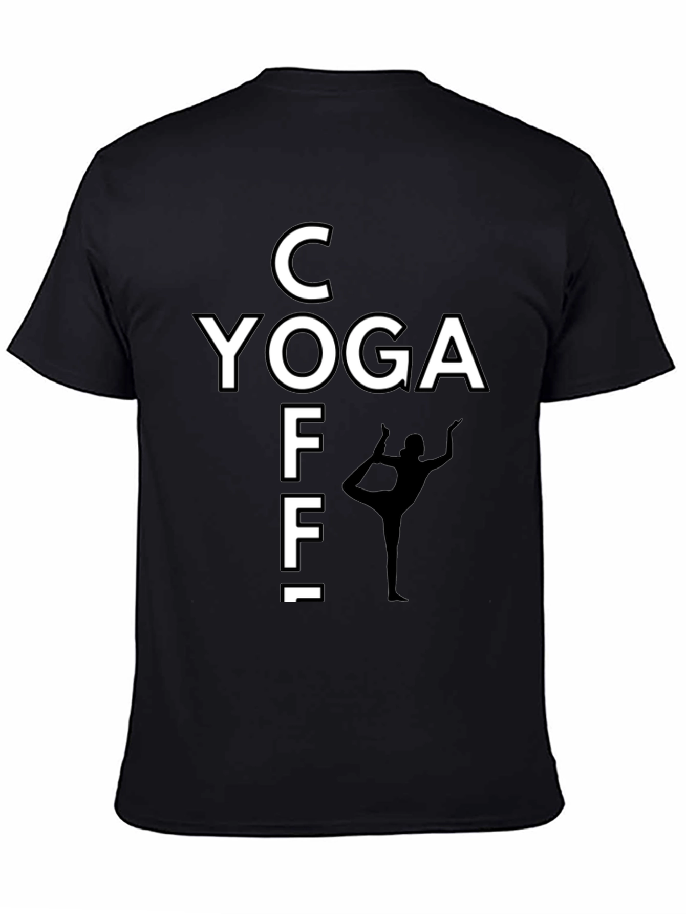 Black Yoga Coffee T-Shirt - Black, Comfy, Relaxed Fit view 4