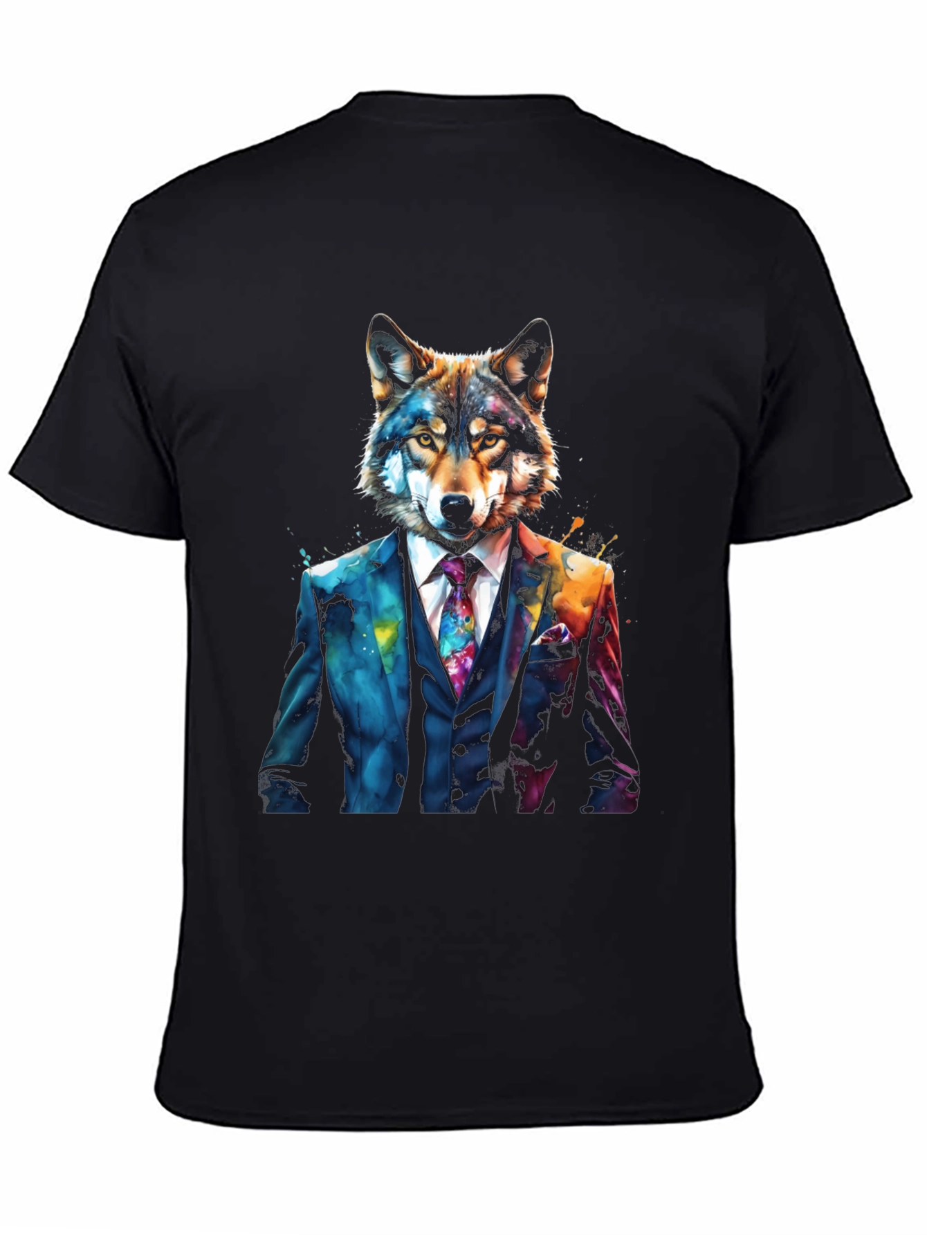 Black Wolf in Suit Graphic Tee - Unique Animal Design view 4