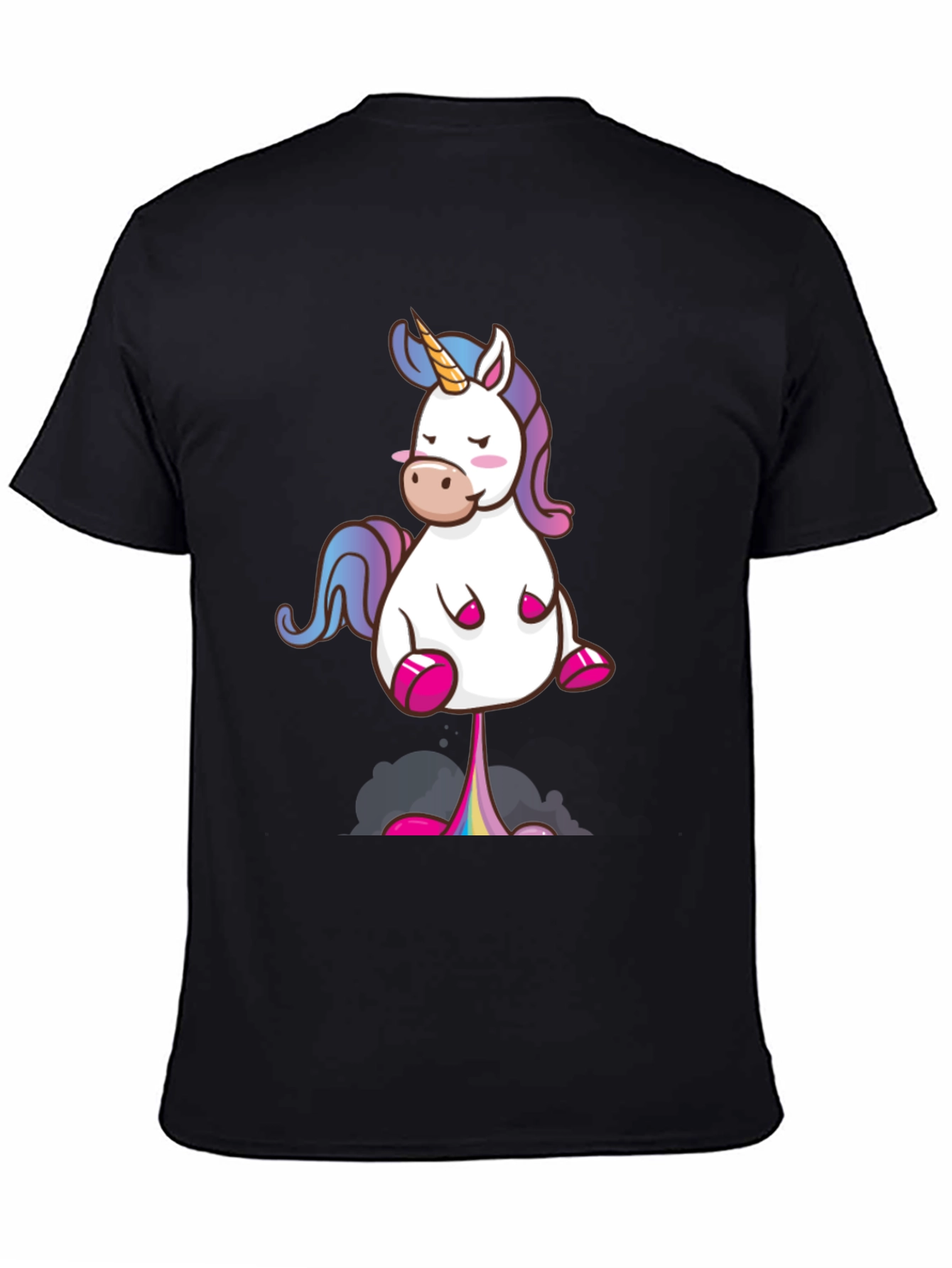 Black Funny Unicorn T-Shirt - Rainbow Poop Tee view 4