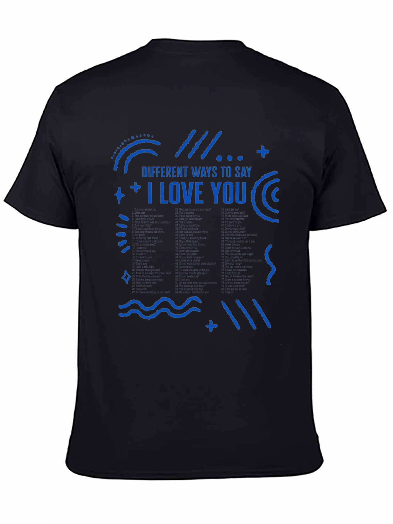 Black I Love You Graphic Tee - Men's Black T-Shirt view 4