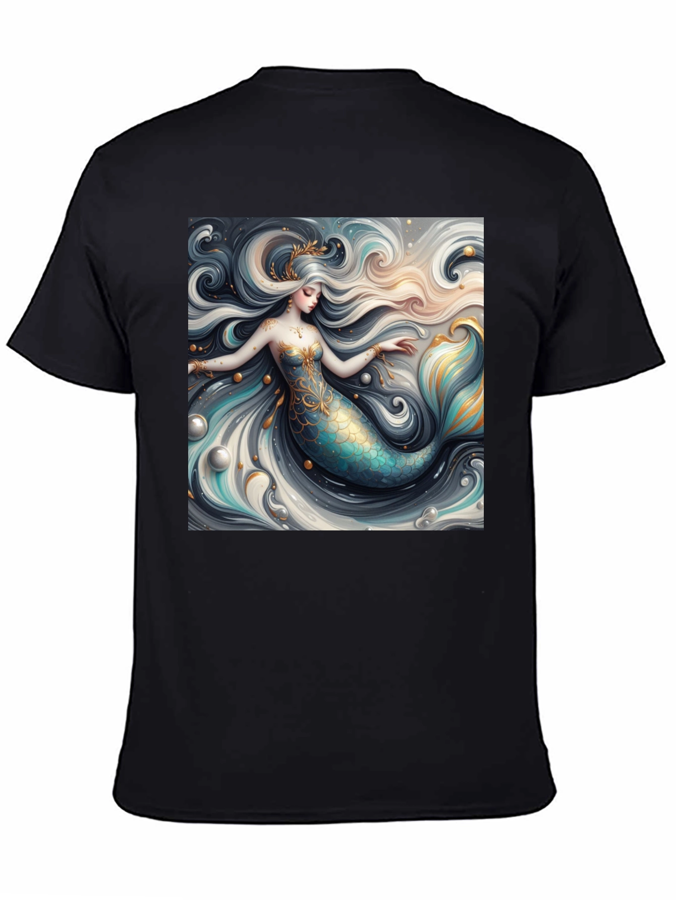 Black Mermaid Graphic Tee - Stylish Fantasy Print view 4