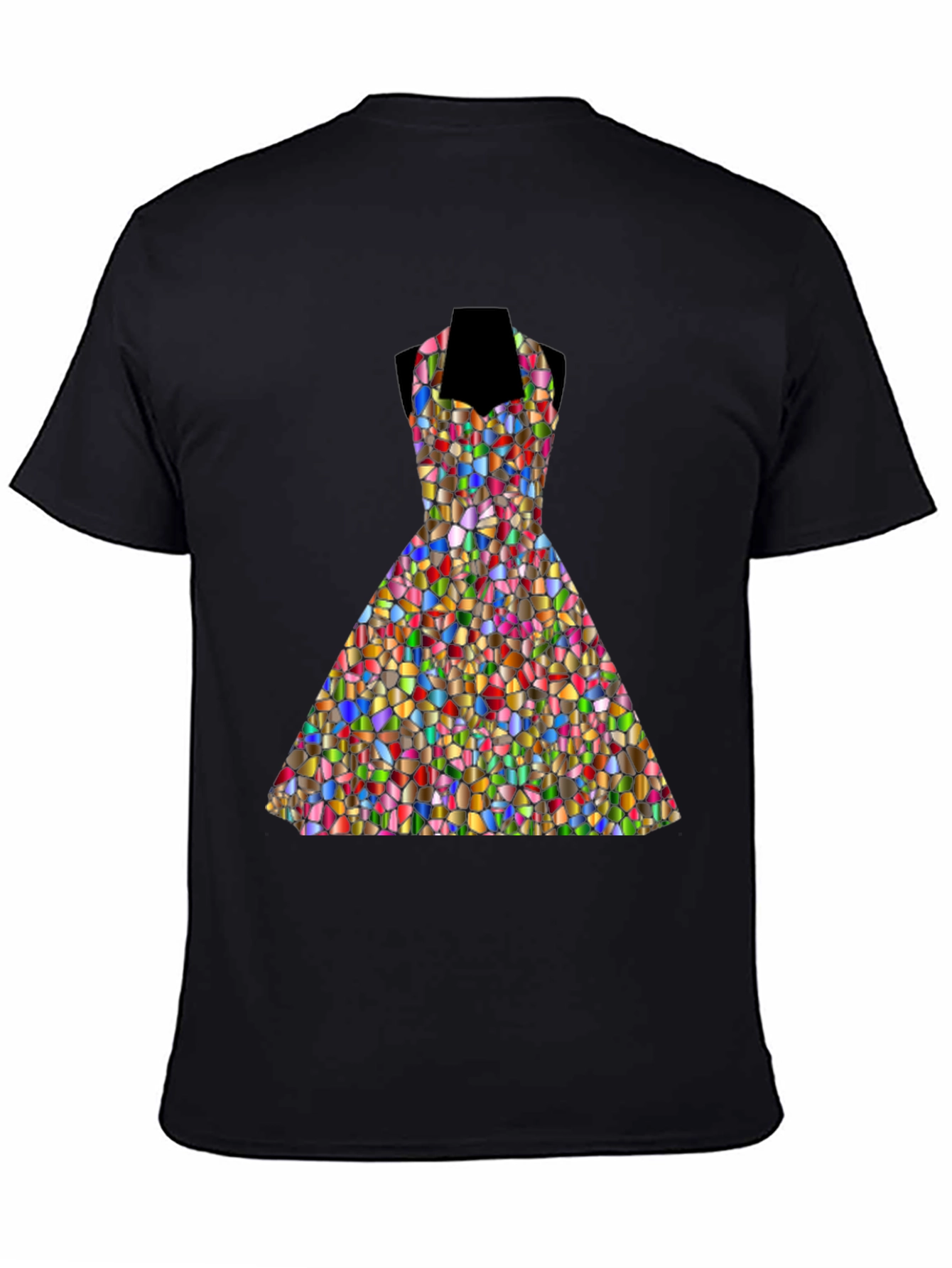 Black Mosaic Dress T-Shirt - Abstract Art Tee view 4