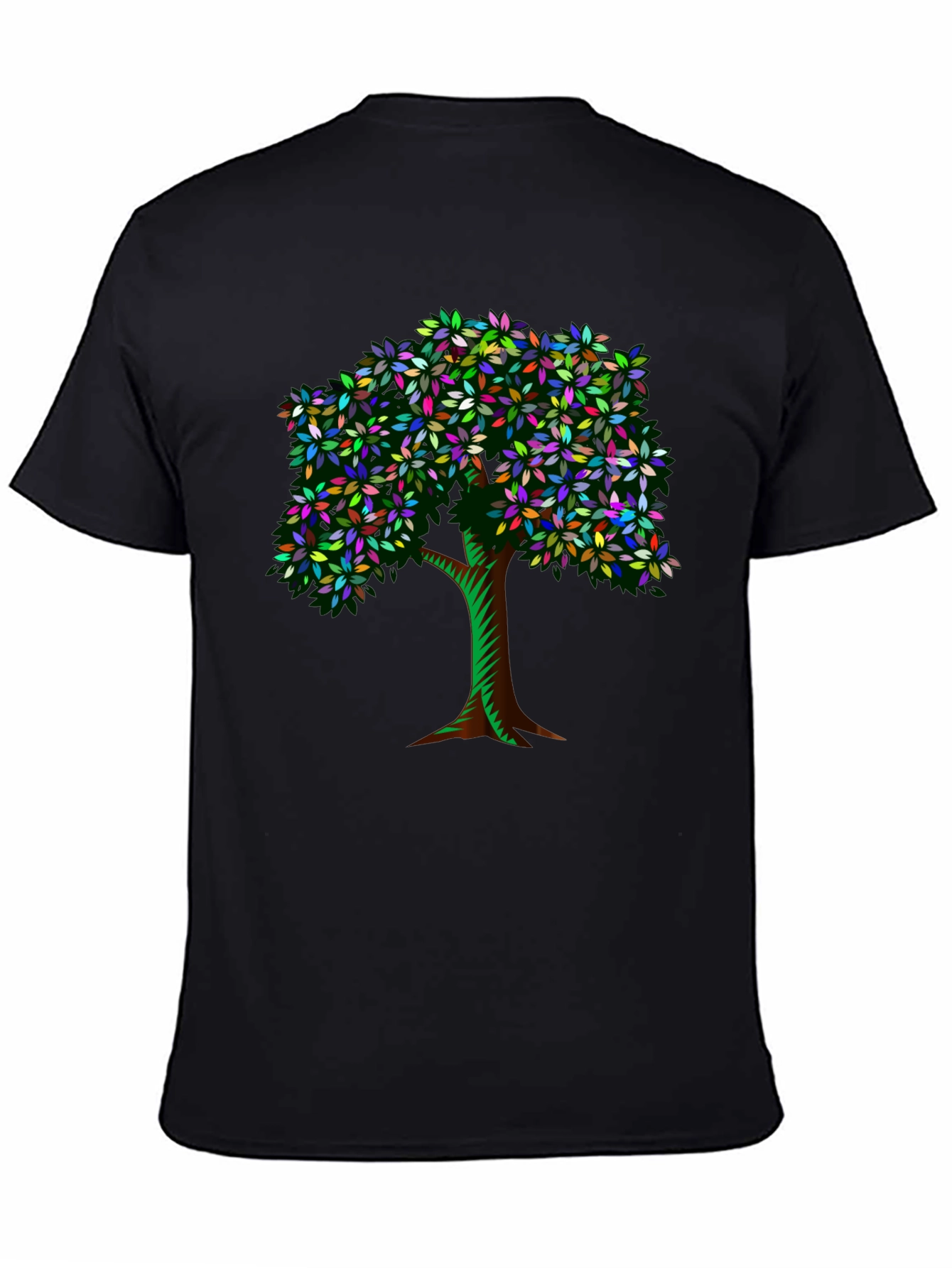 Black Colorful Tree Graphic Tee - Nature Inspired Art view 4