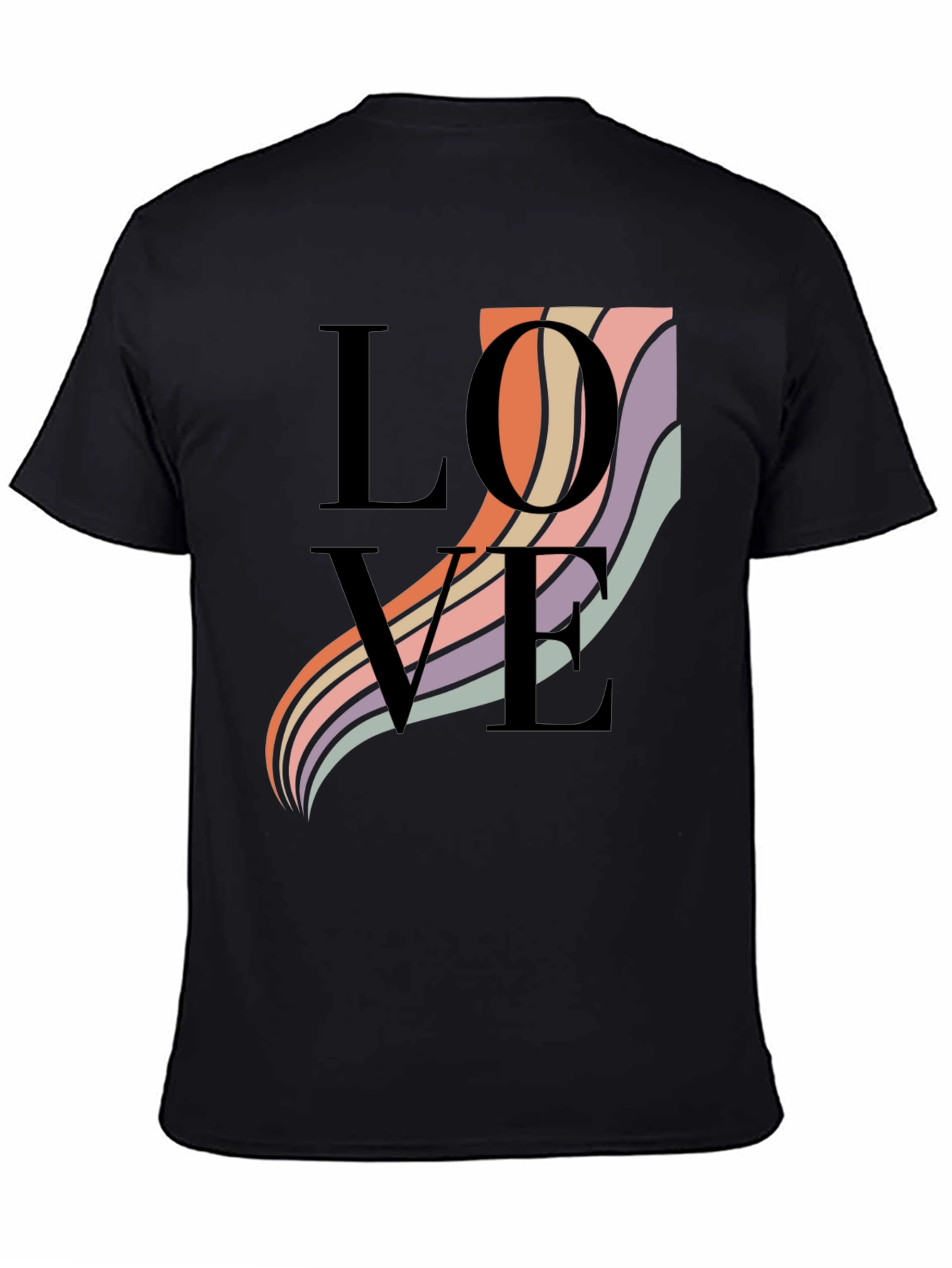Black Love Waves Graphic T-Shirt - Black view 4