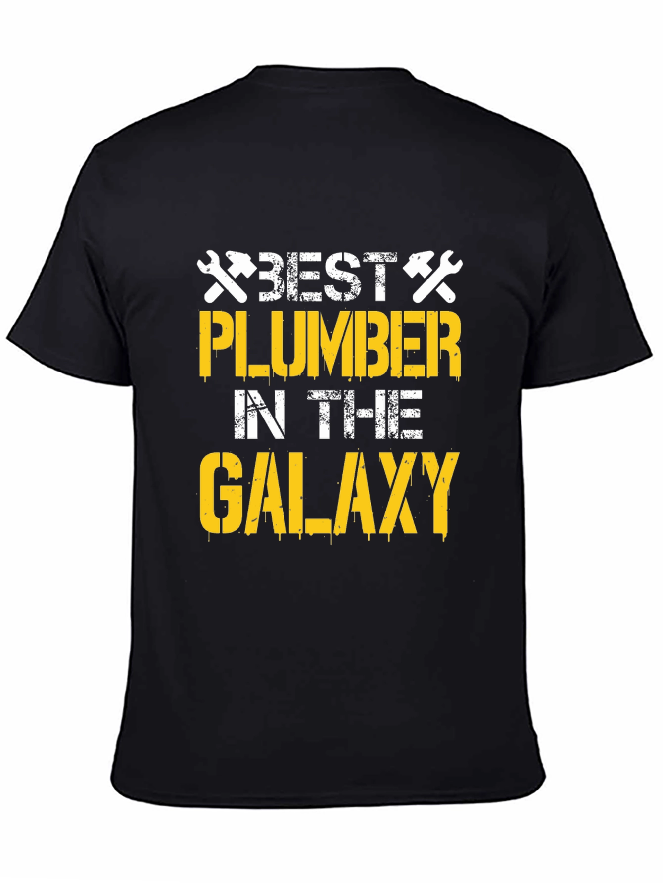 Black Best Plumber in the Galaxy T-Shirt - Cool Plumbing Gift view 4