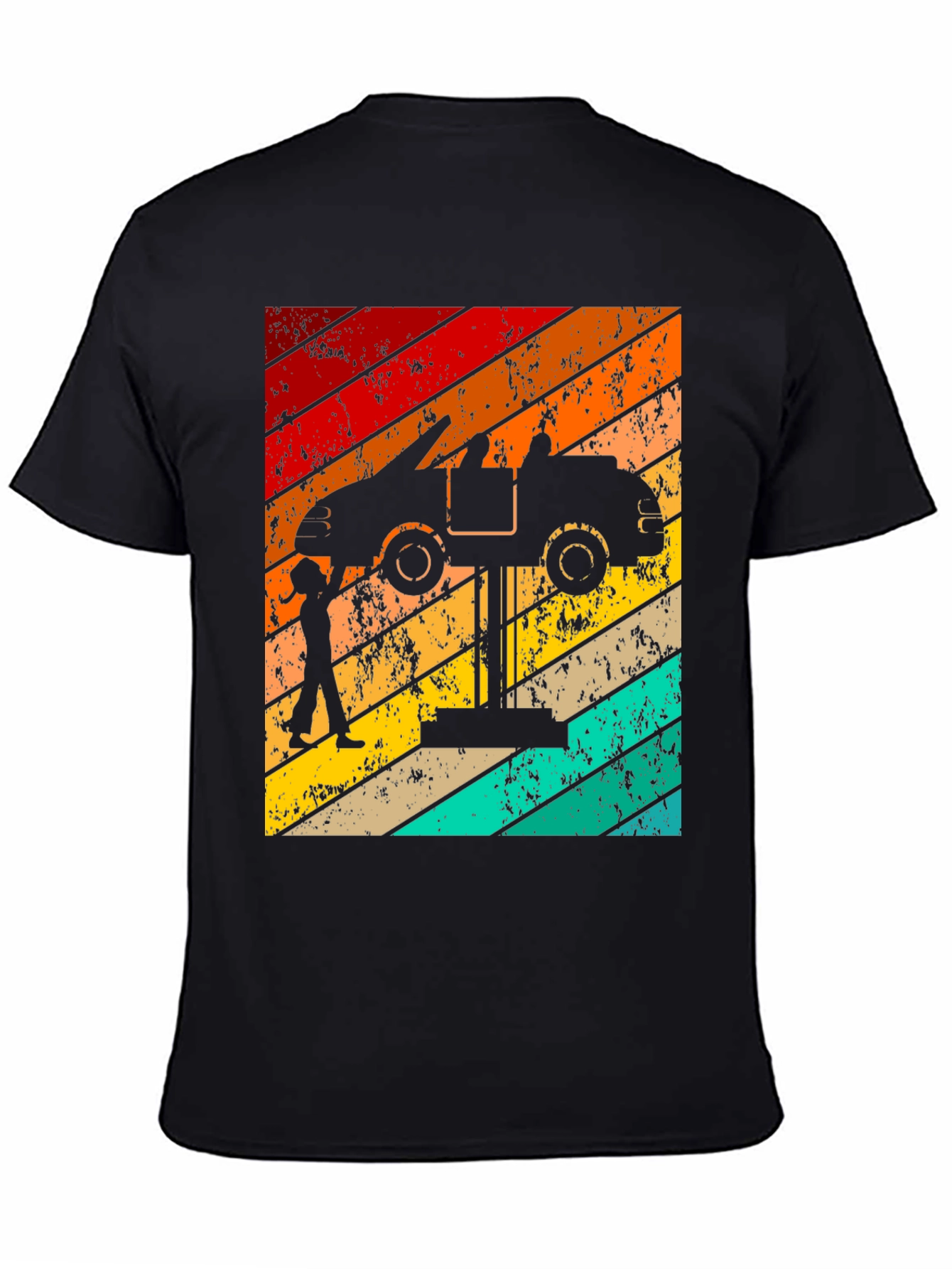 Black Retro Car Mechanic T-Shirt view 4