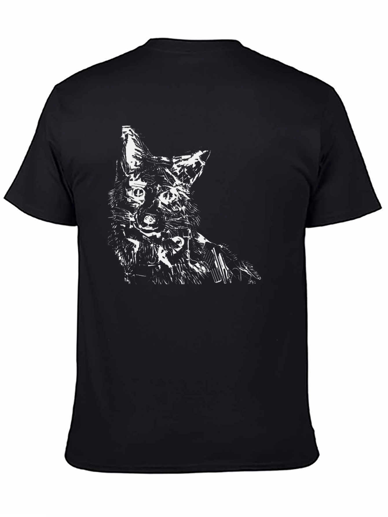 Black Abstract Fox Graphic Black T-Shirt view 4