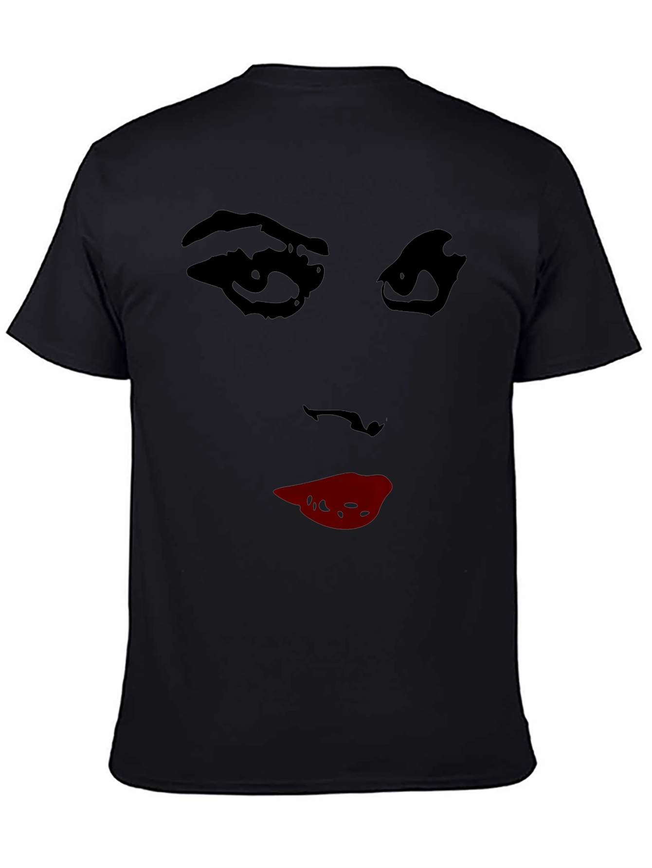 Black Abstract Face Graphic Tee - Stylish Crew Neck T-Shirt view 4