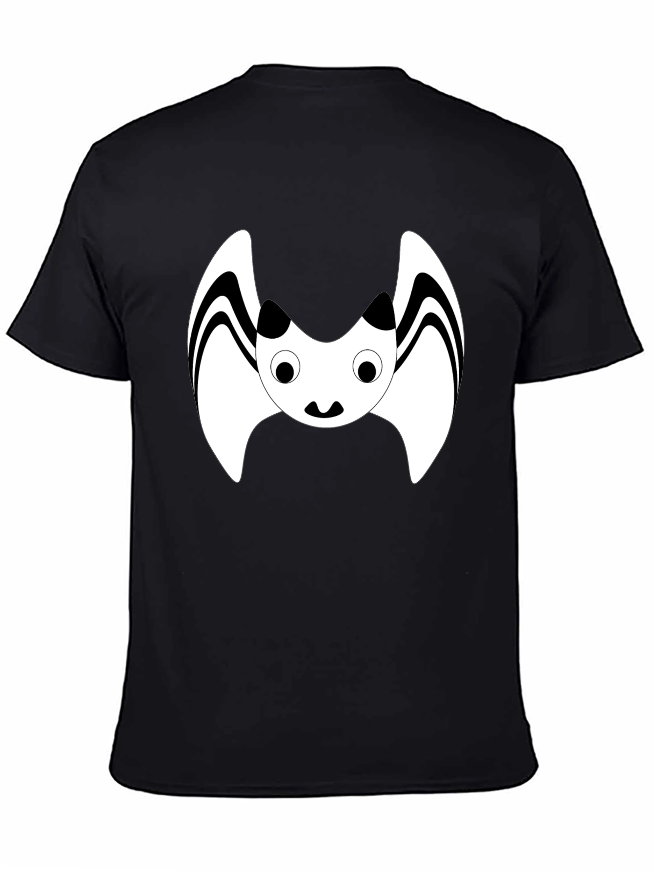 Black Cute Cartoon Bat Graphic Black T-Shirt view 4