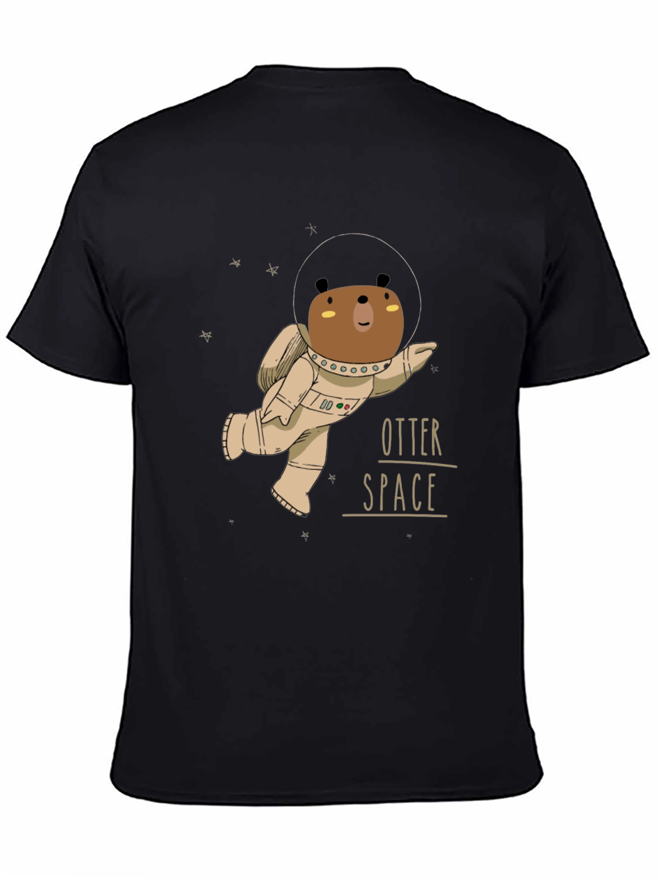 Black Otter Space Black T-Shirt - Astronaut Bear Design view 4