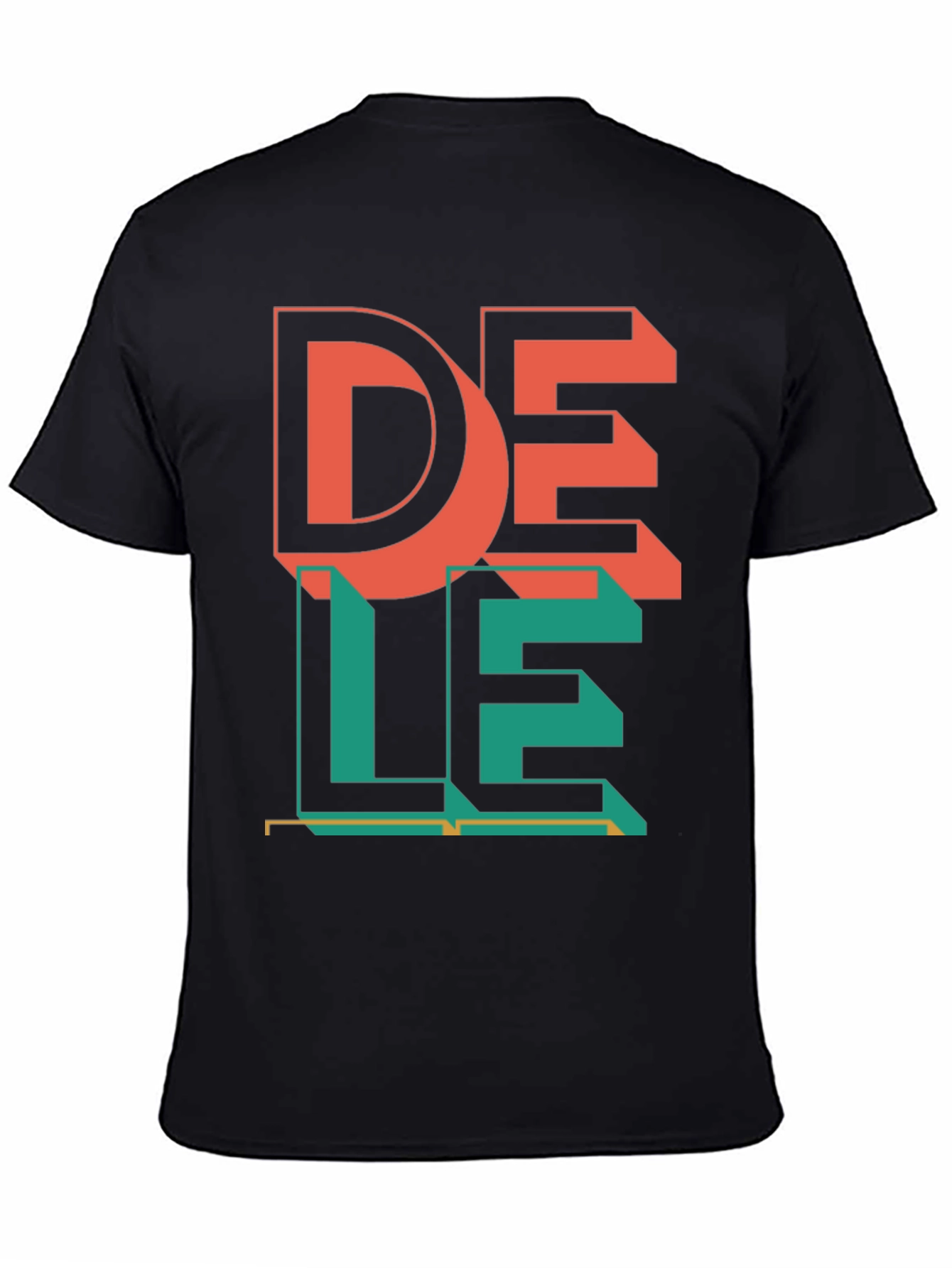 Black Retro DE LE Graphic Tee - Black Cotton Blend view 4