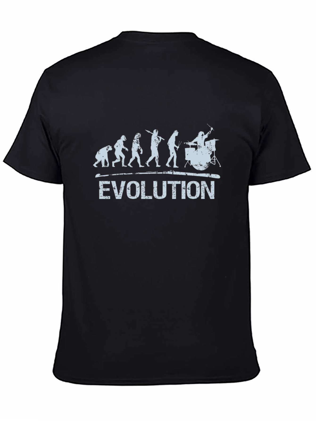 Black Evolution of Drummer T-Shirt - Black Cotton Tee view 4