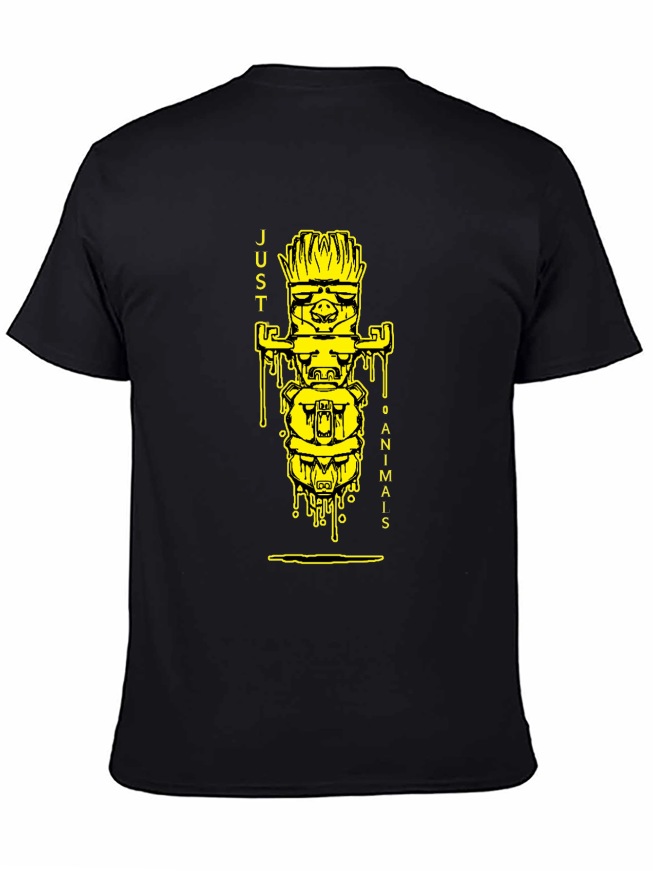 Black Black T-Shirt with 'Just 0 Animais' Totem Design view 4
