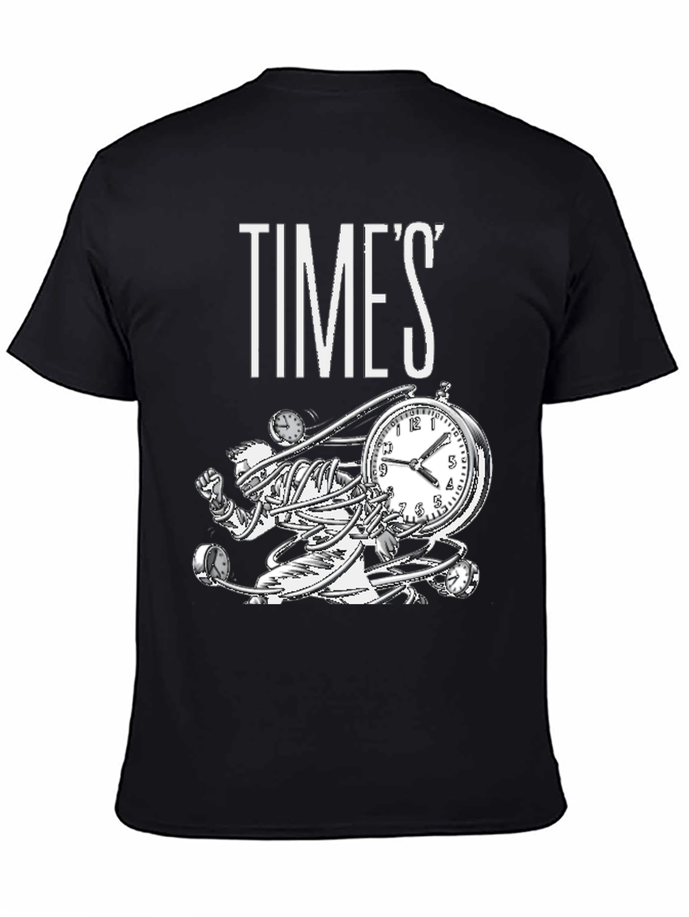 Black Time Warp Graphic Tee - Black Cotton T-Shirt view 4