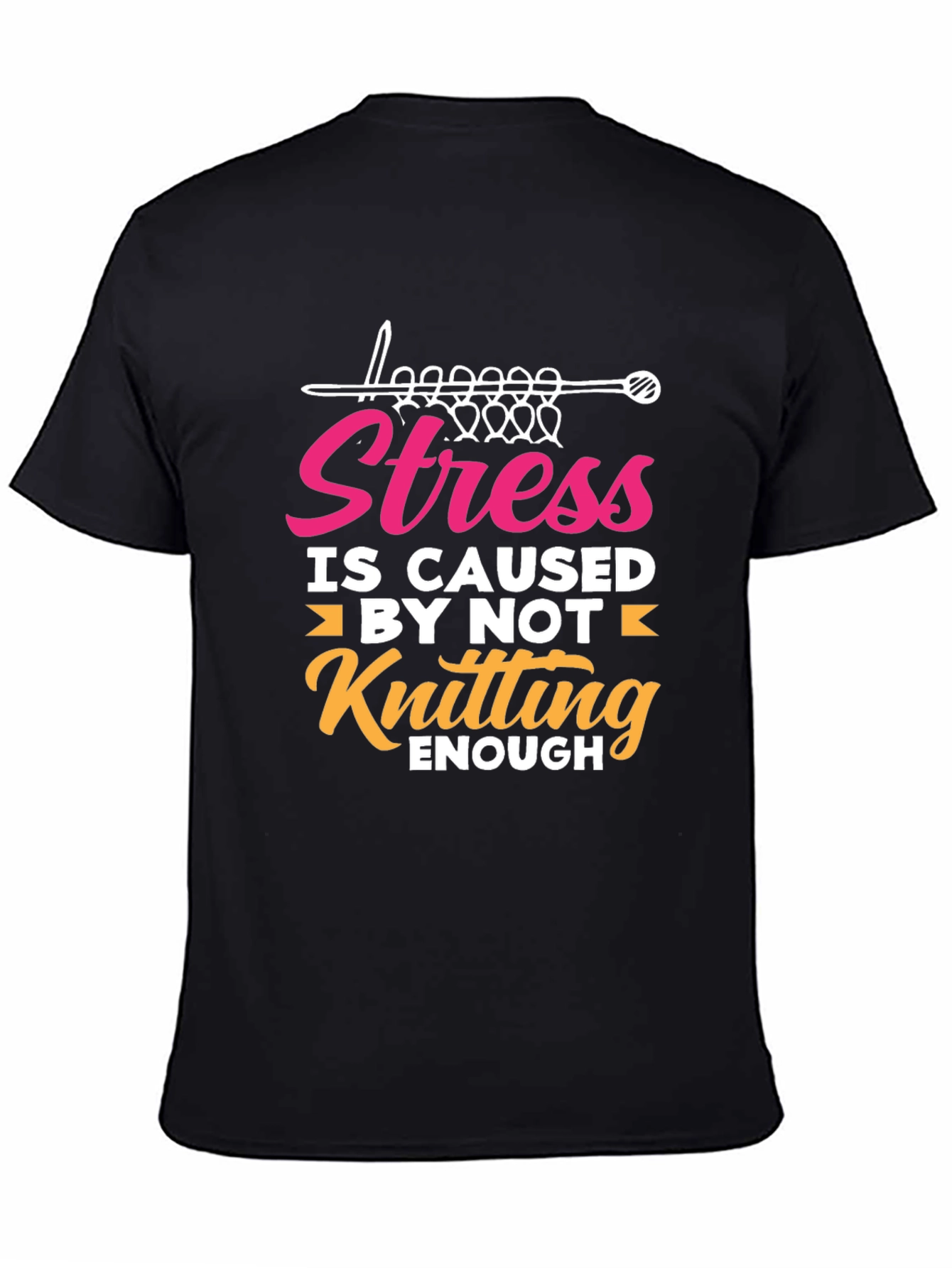 Black Stress Knitting T-Shirt - Yarn Lover Tee view 4