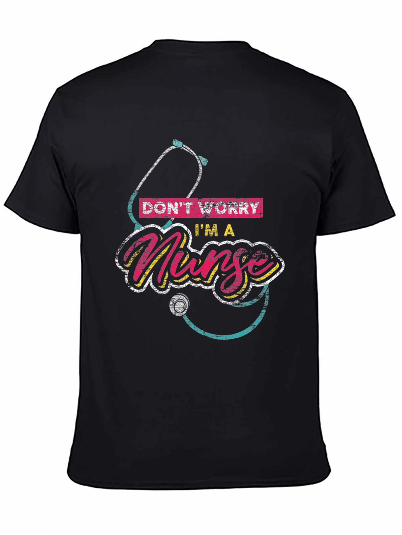 Black Don't Worry I'm a Nurse Black T-Shirt view 4