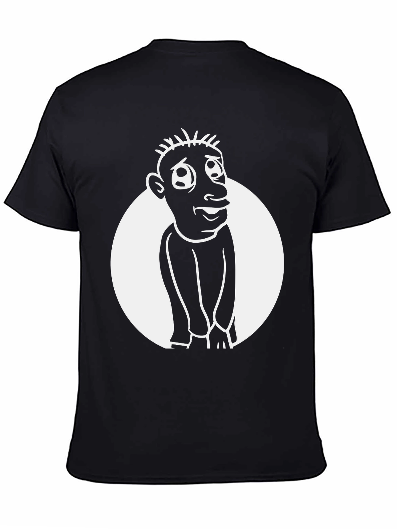 Black Cartoon Man Graphic Tee - Black Cotton Blend Shirt view 4